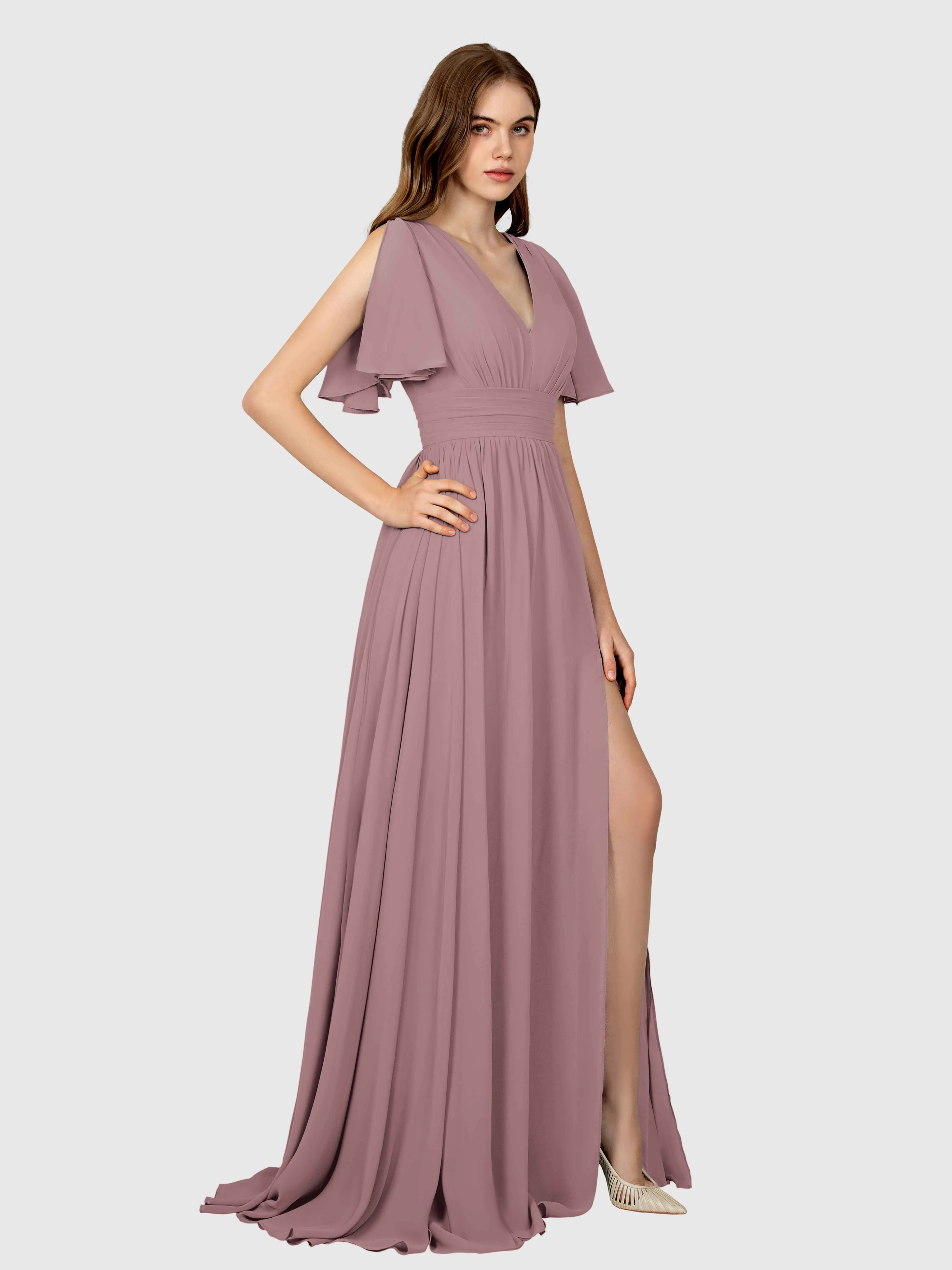 Eleanor Flowing A-Line Ruched Floor Length Bridesmaid Dresses
