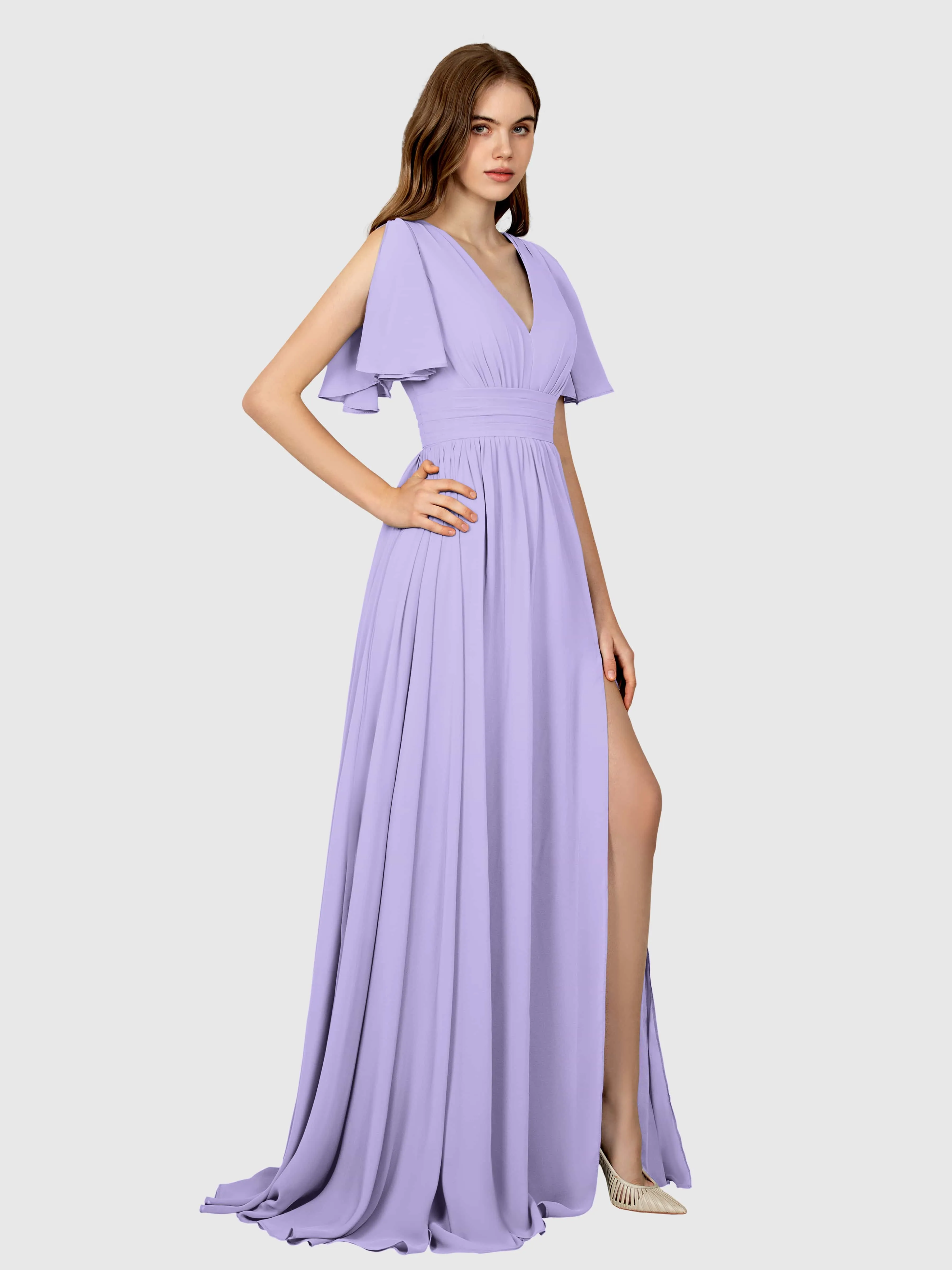 Eleanor Flowing A-Line Ruched Floor Length Bridesmaid Dresses