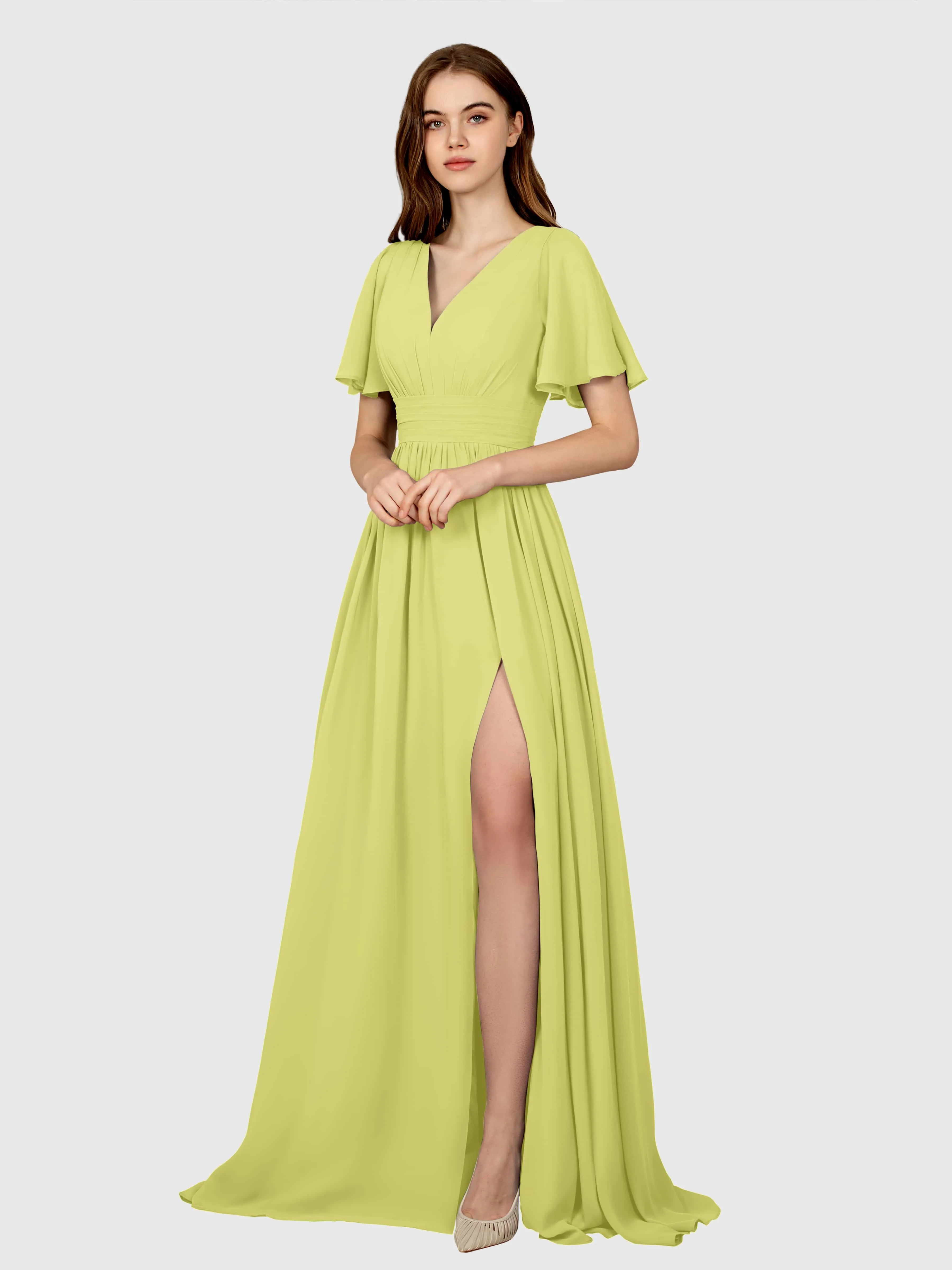 Eleanor Flowing A-Line Ruched Floor Length Bridesmaid Dresses