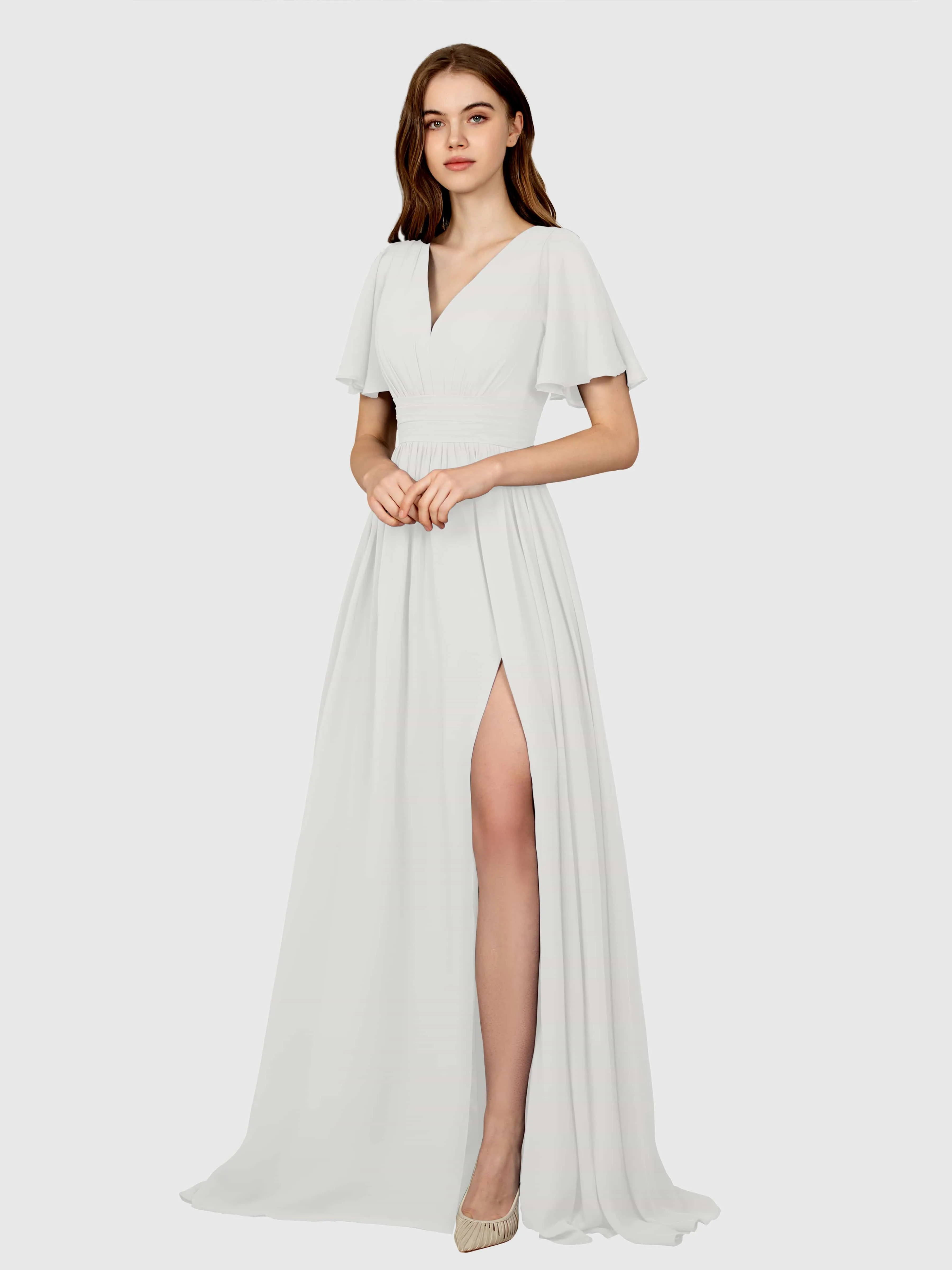 Eleanor Flowing A-Line Ruched Floor Length Bridesmaid Dresses