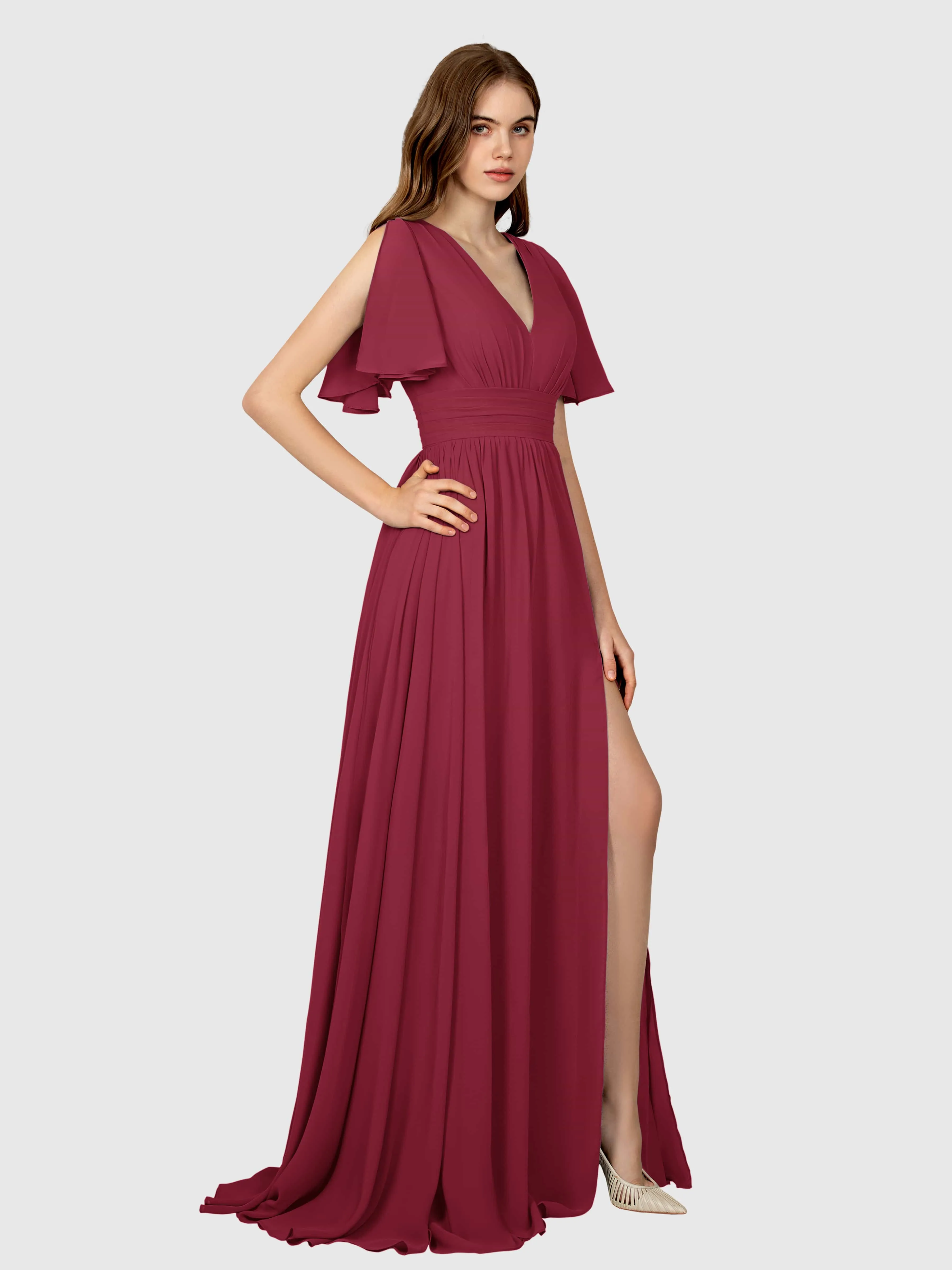 Eleanor Flowing A-Line Ruched Floor Length Bridesmaid Dresses