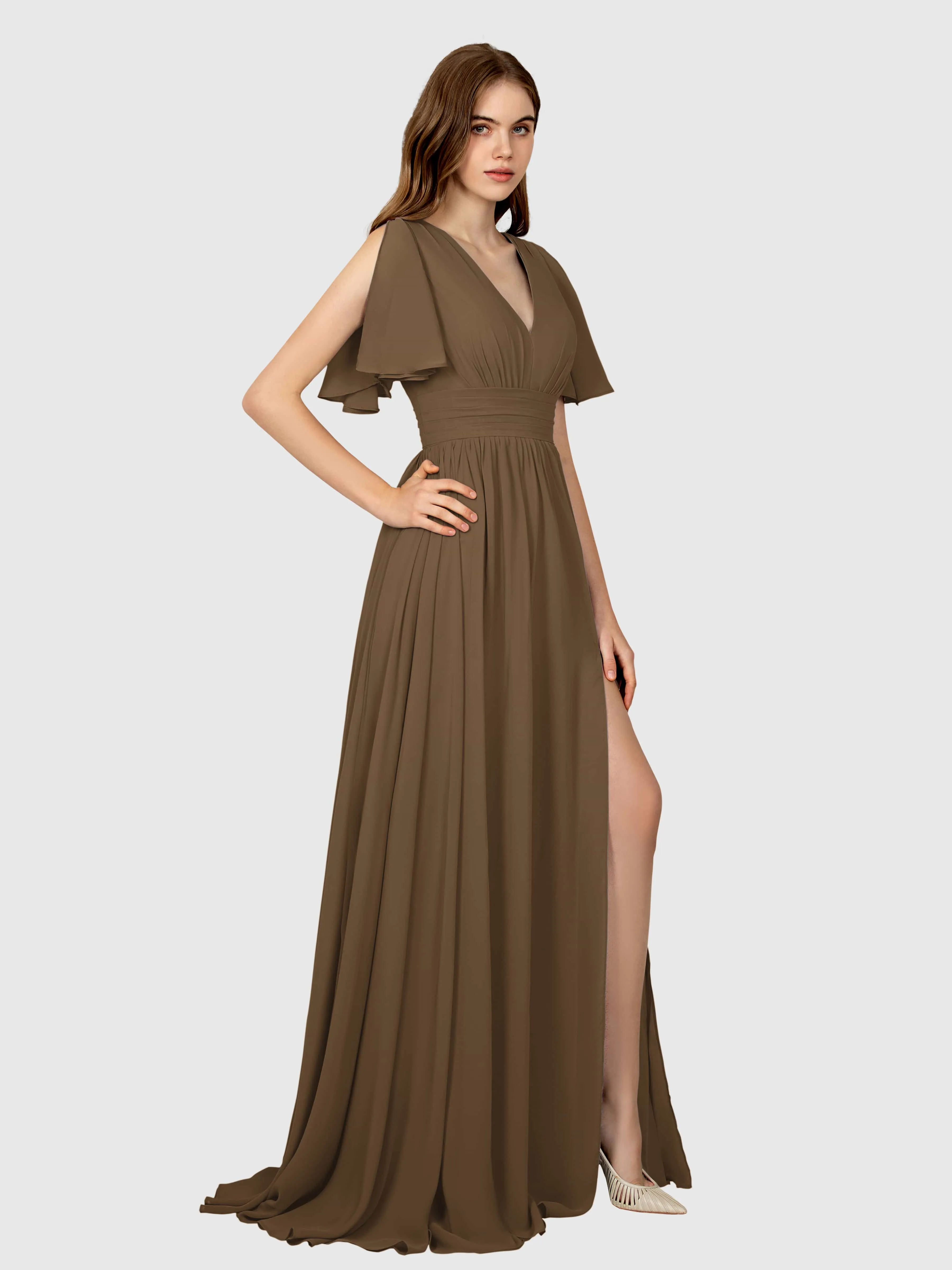 Eleanor Flowing A-Line Ruched Floor Length Bridesmaid Dresses