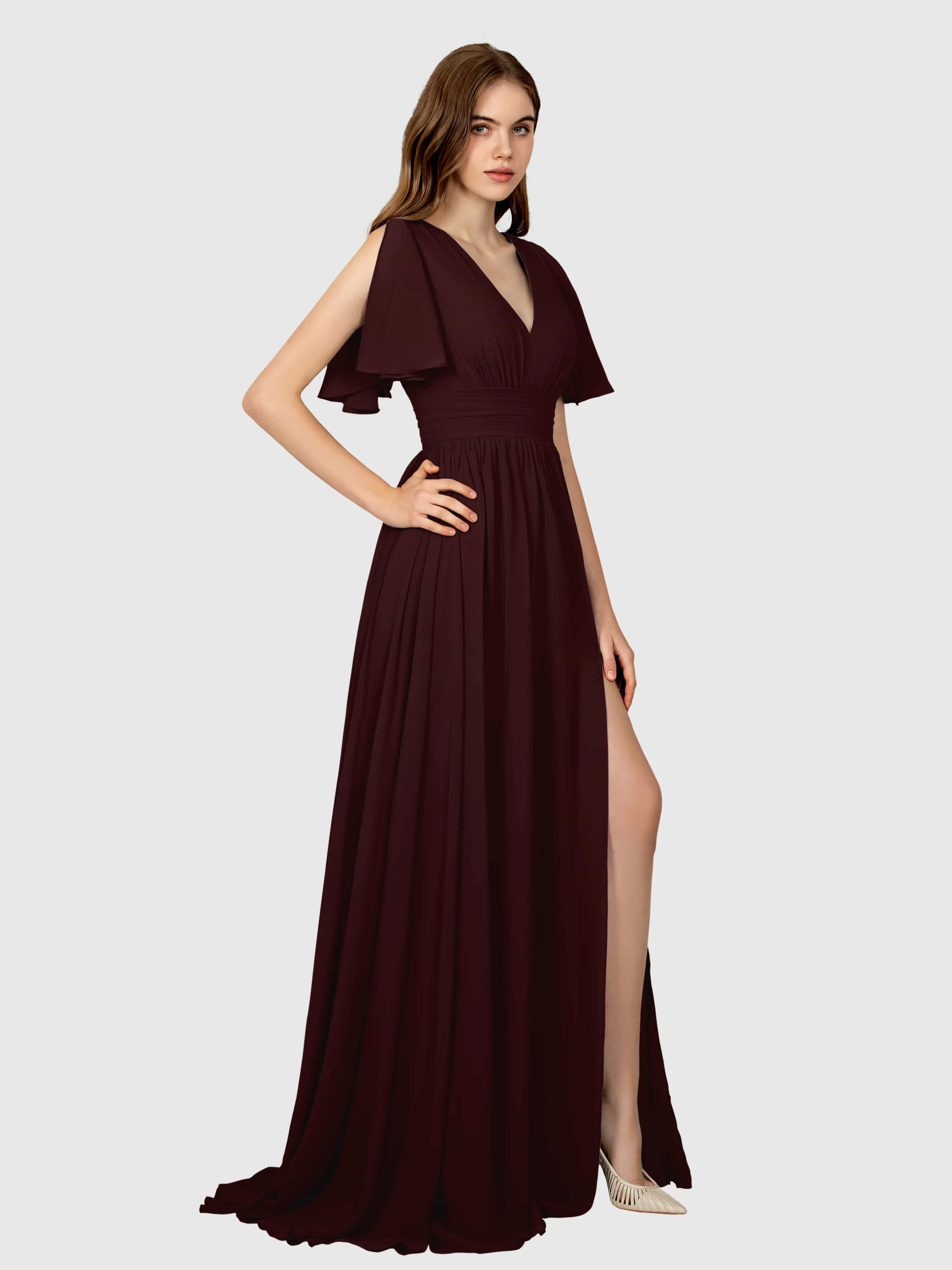 Eleanor Flowing A-Line Ruched Floor Length Bridesmaid Dresses