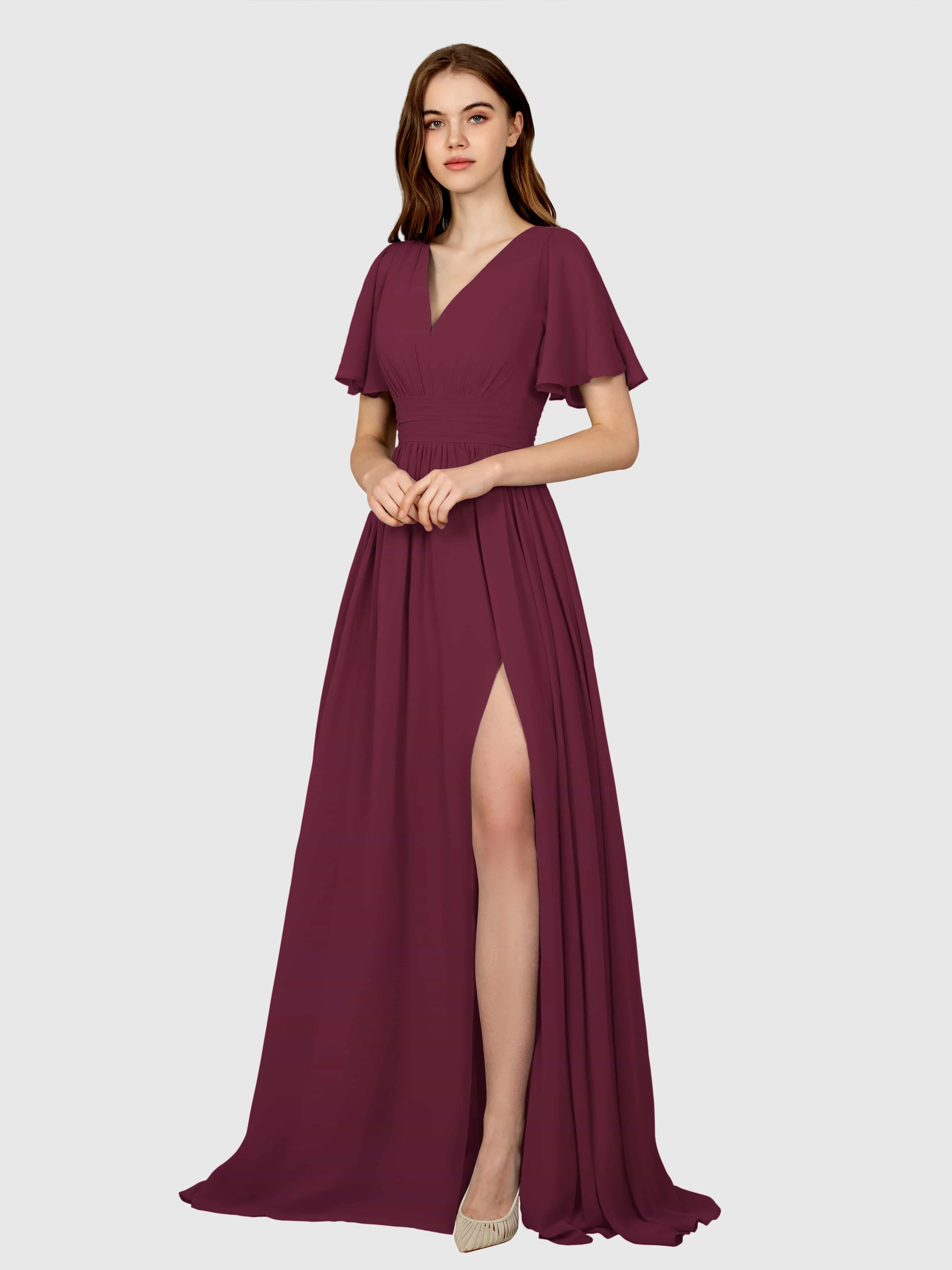 Eleanor Flowing A-Line Ruched Floor Length Bridesmaid Dresses