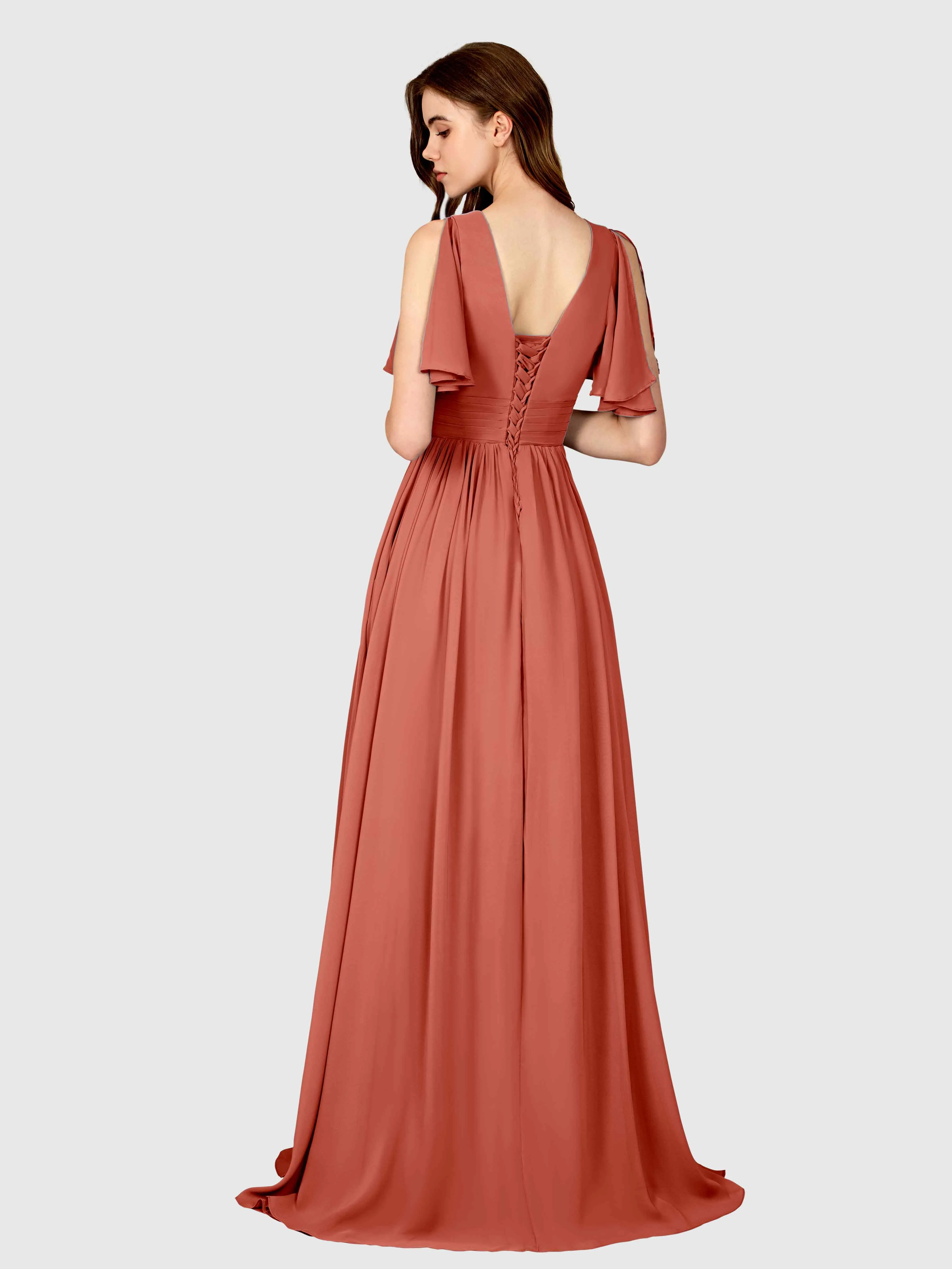 Eleanor Flowing A-Line Ruched Floor Length Bridesmaid Dresses