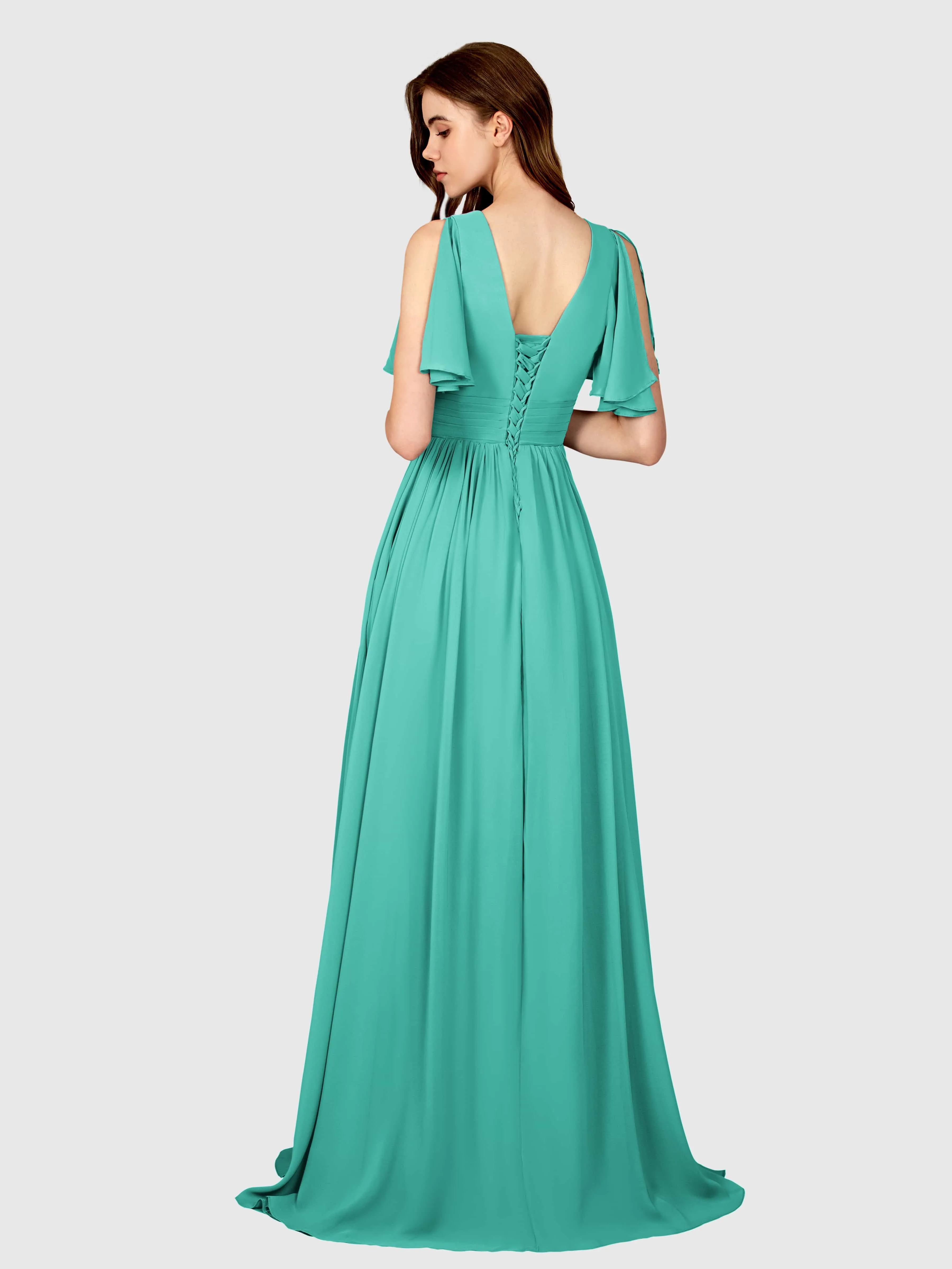 Eleanor Flowing A-Line Ruched Floor Length Bridesmaid Dresses