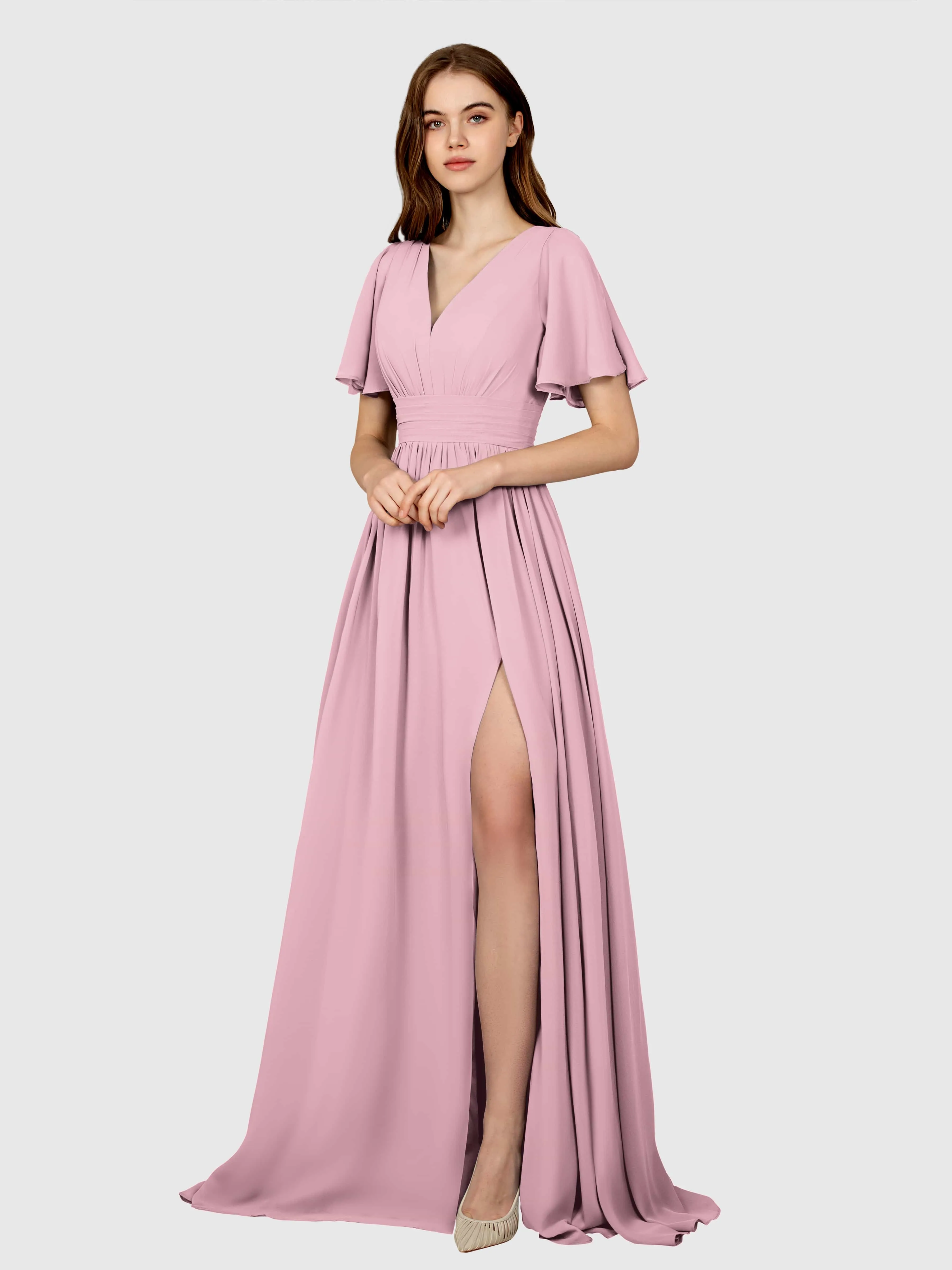 Eleanor Flowing A-Line Ruched Floor Length Bridesmaid Dresses