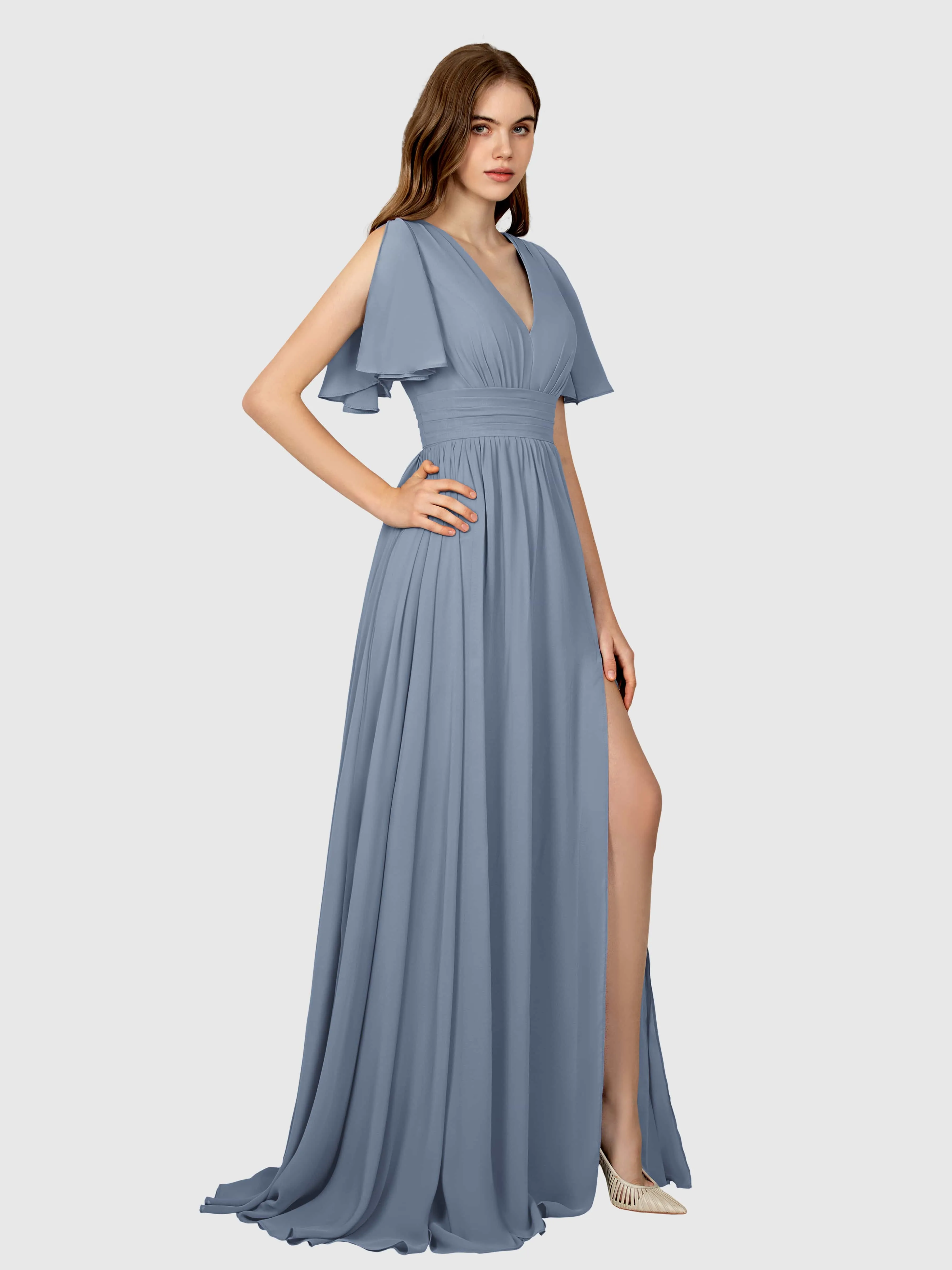 Eleanor Flowing A-Line Ruched Floor Length Bridesmaid Dresses