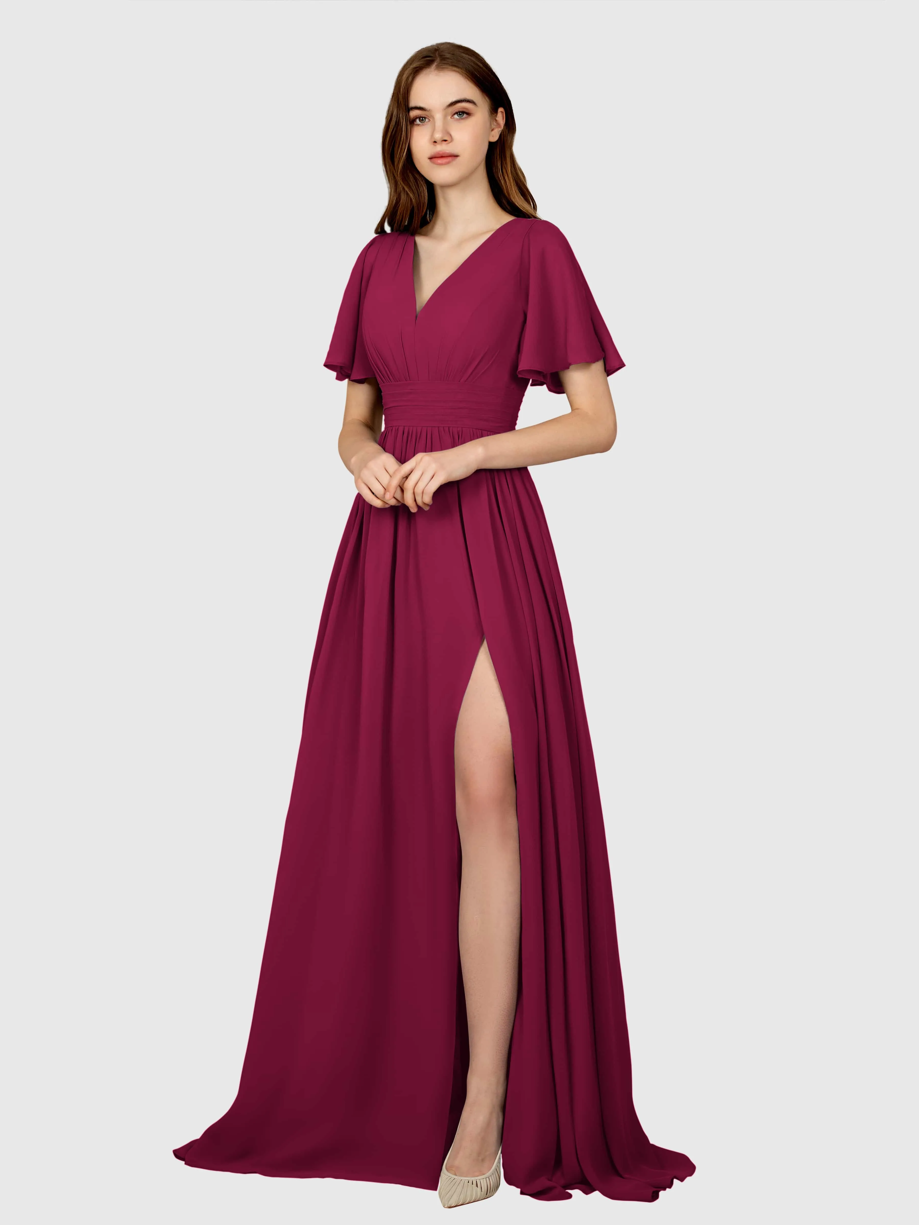 Eleanor Flowing A-Line Ruched Floor Length Bridesmaid Dresses