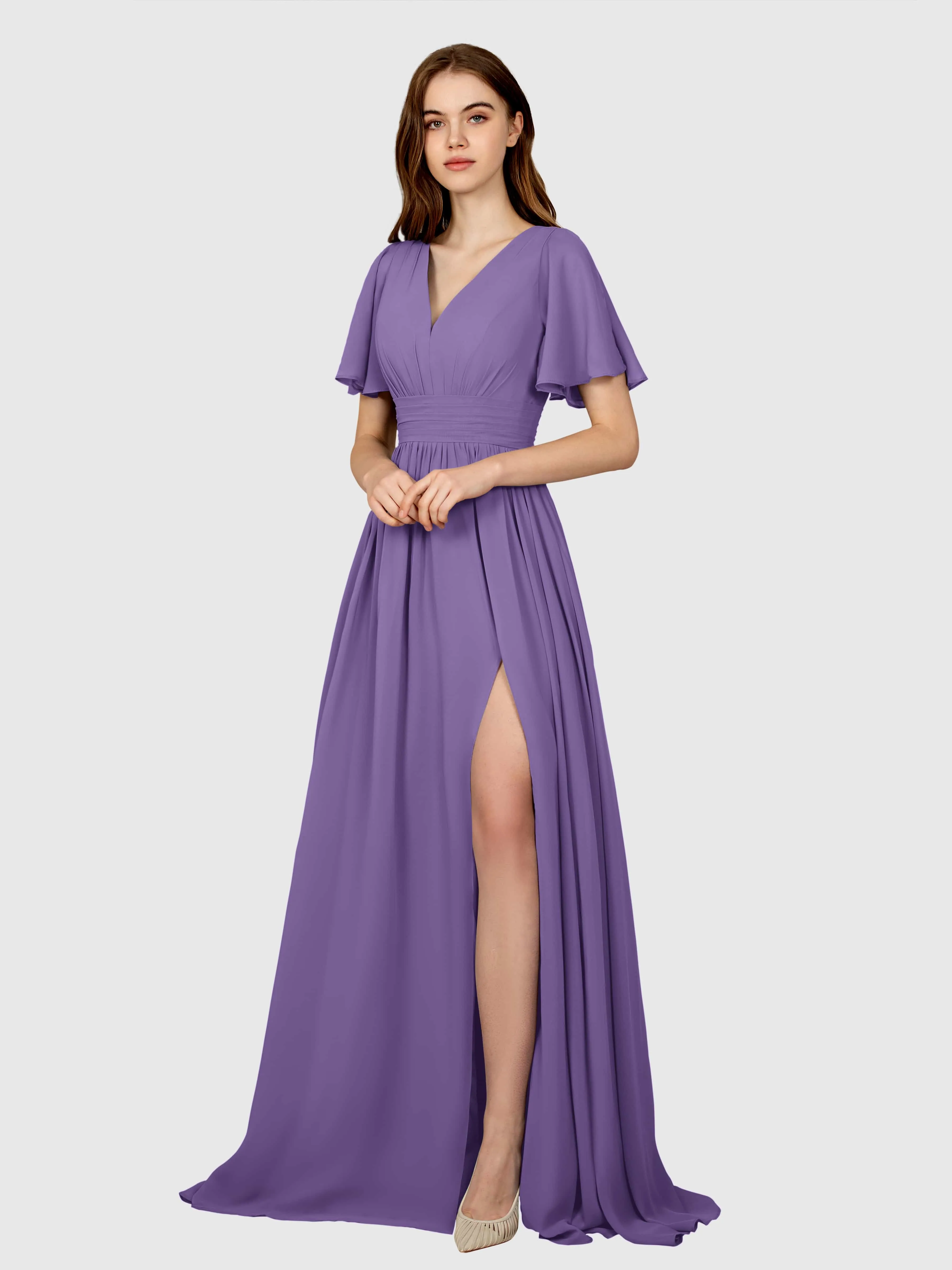 Eleanor Flowing A-Line Ruched Floor Length Bridesmaid Dresses