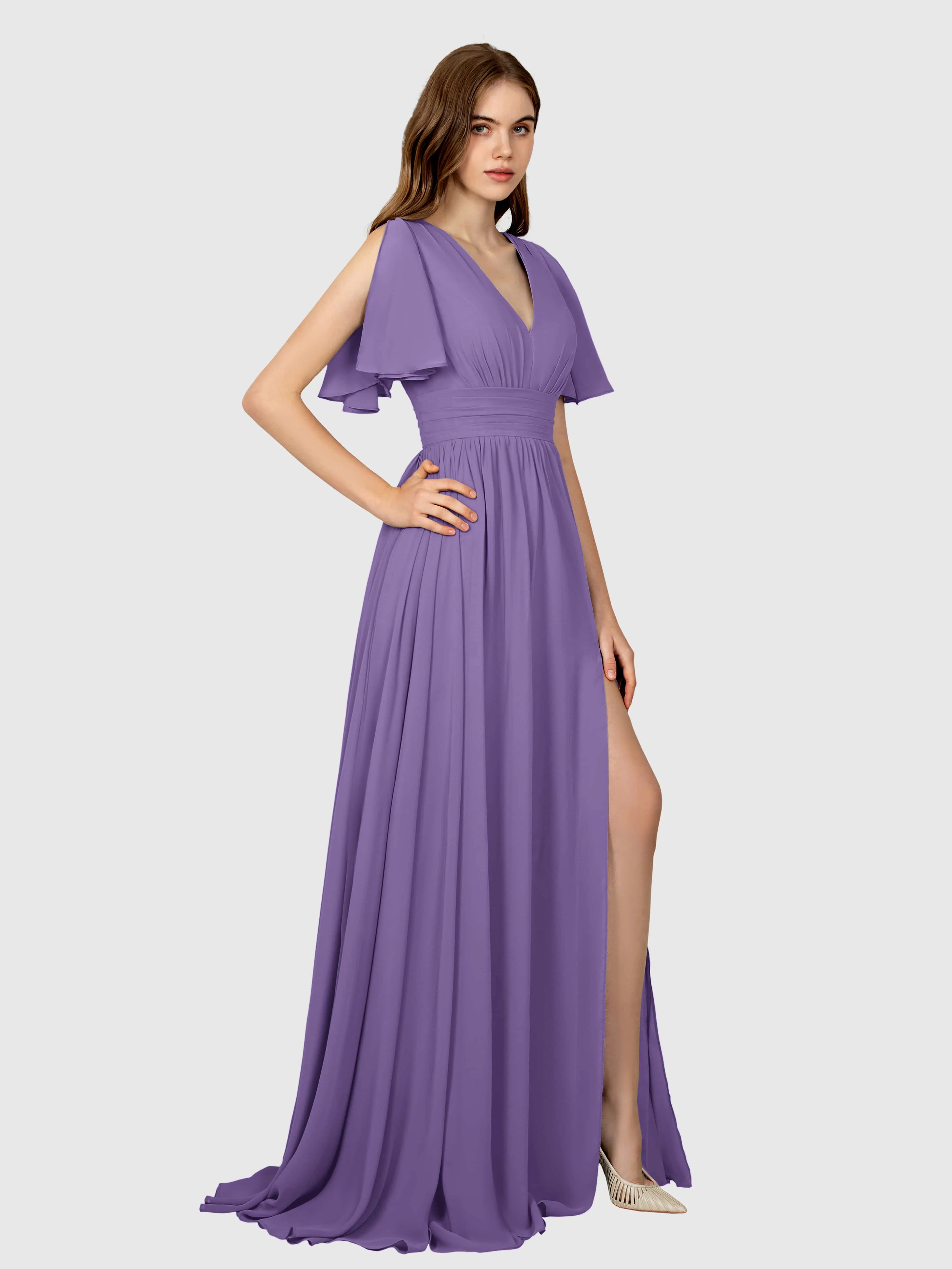 Eleanor Flowing A-Line Ruched Floor Length Bridesmaid Dresses