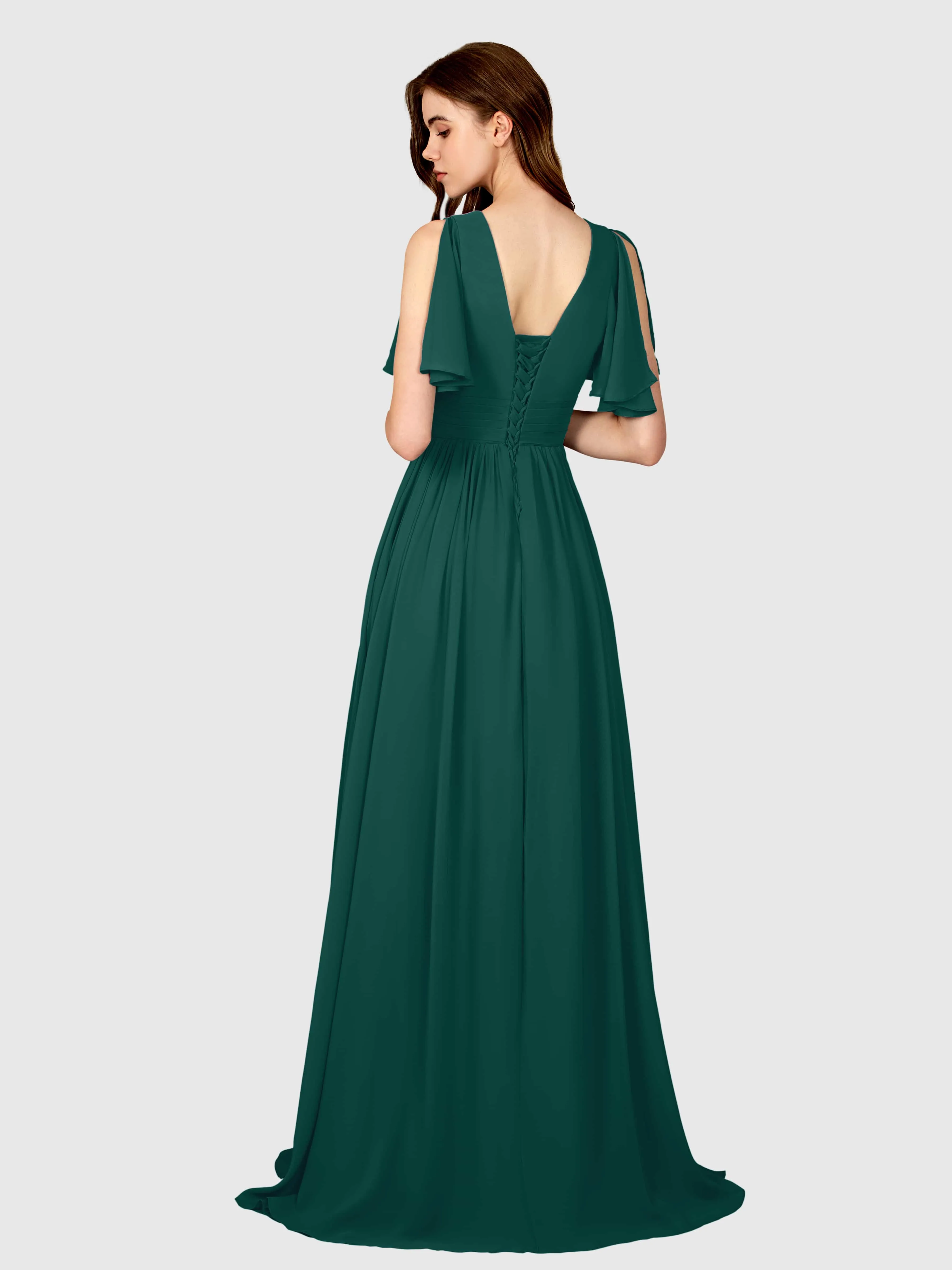 Eleanor Flowing A-Line Ruched Floor Length Bridesmaid Dresses