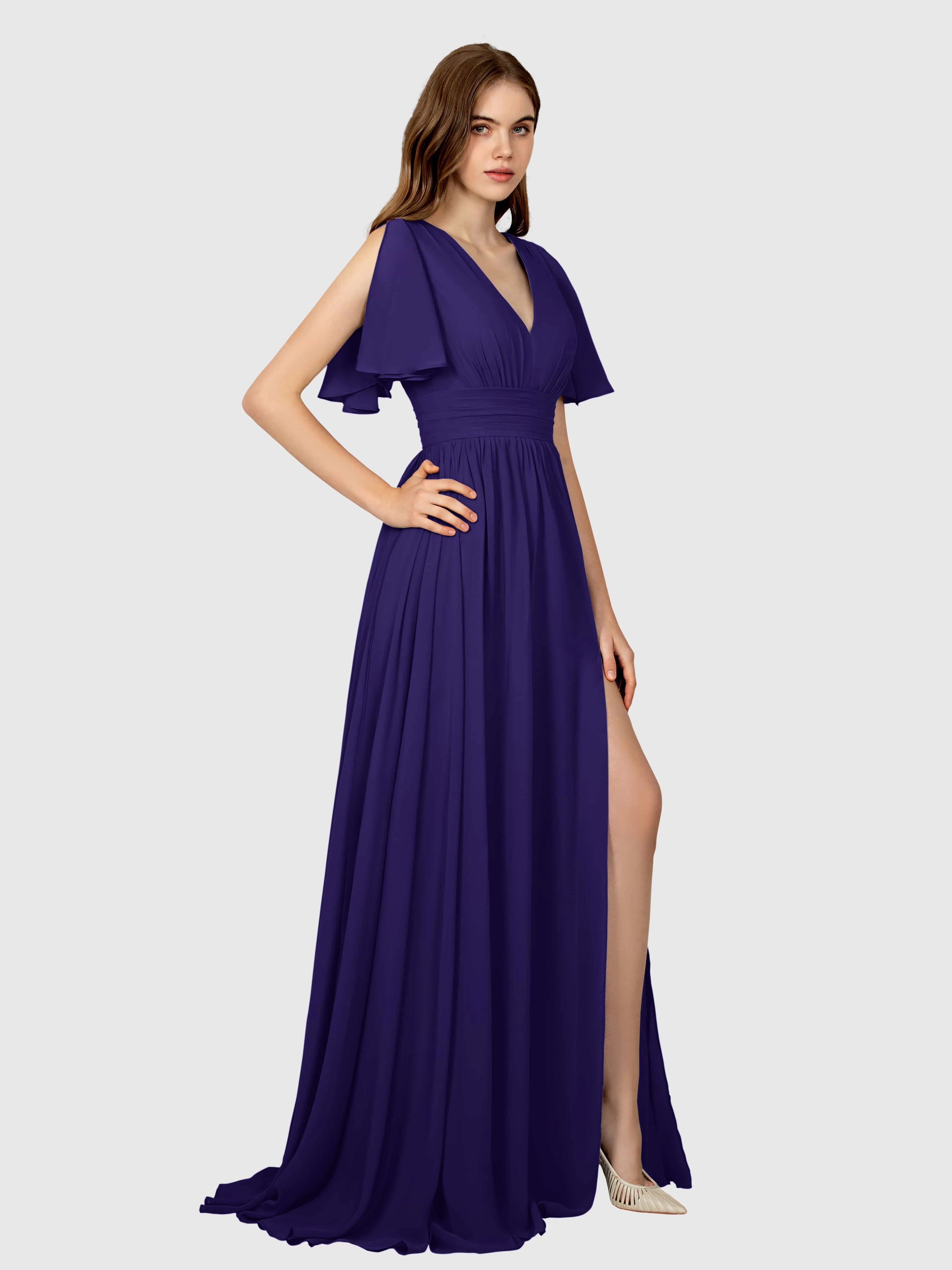 Eleanor Flowing A-Line Ruched Floor Length Bridesmaid Dresses