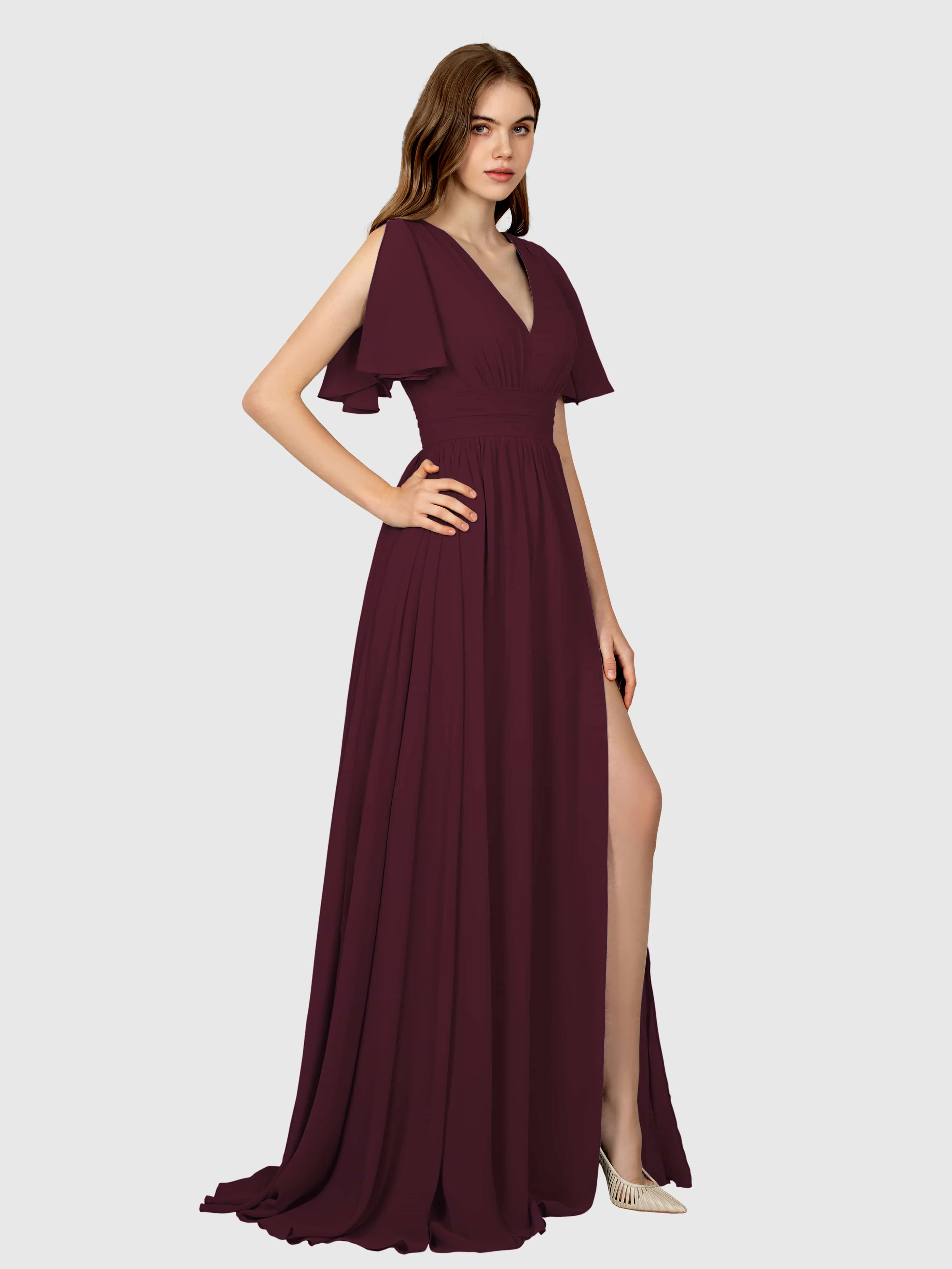 Eleanor Flowing A-Line Ruched Floor Length Bridesmaid Dresses