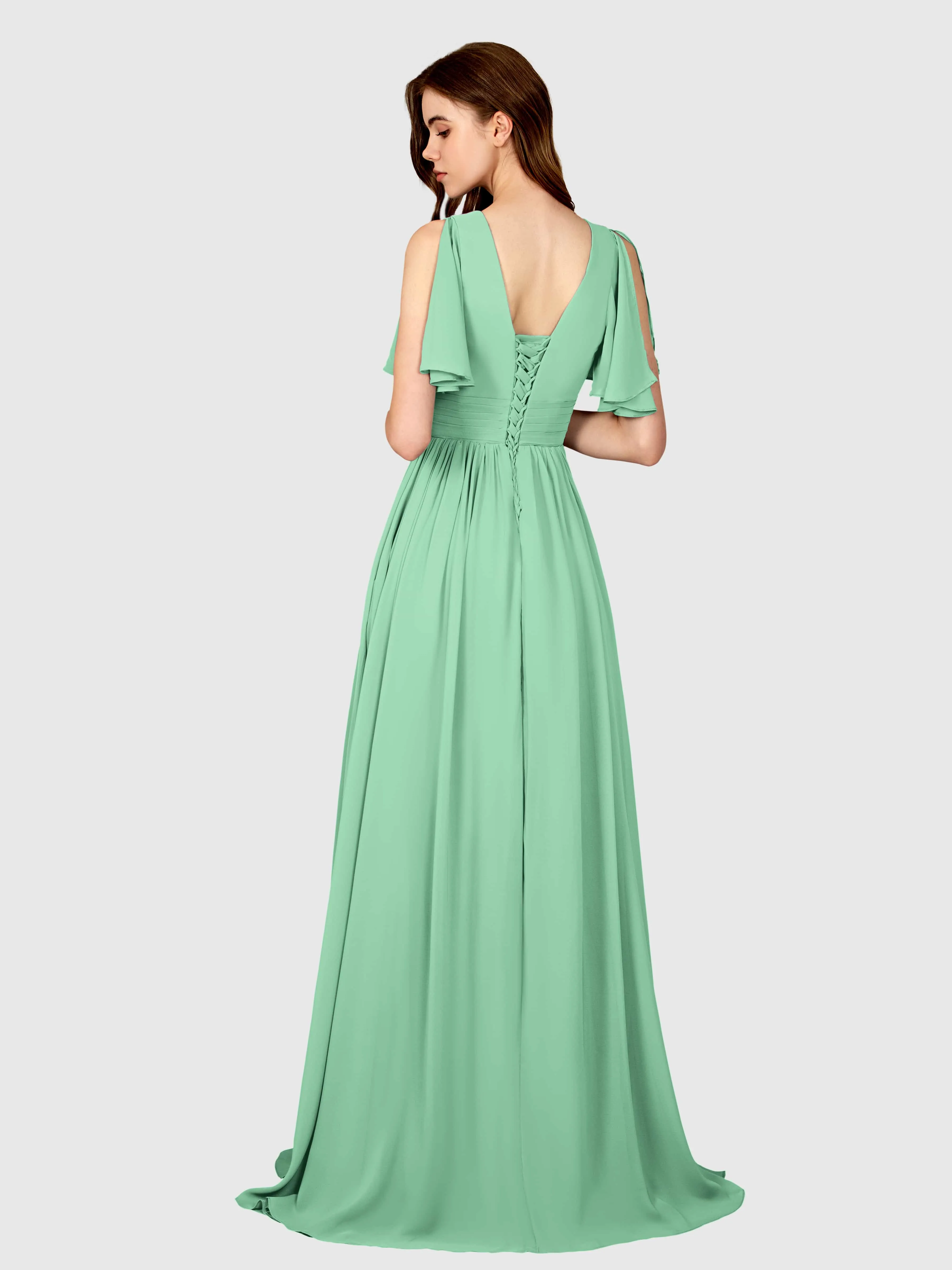 Eleanor Flowing A-Line Ruched Floor Length Bridesmaid Dresses