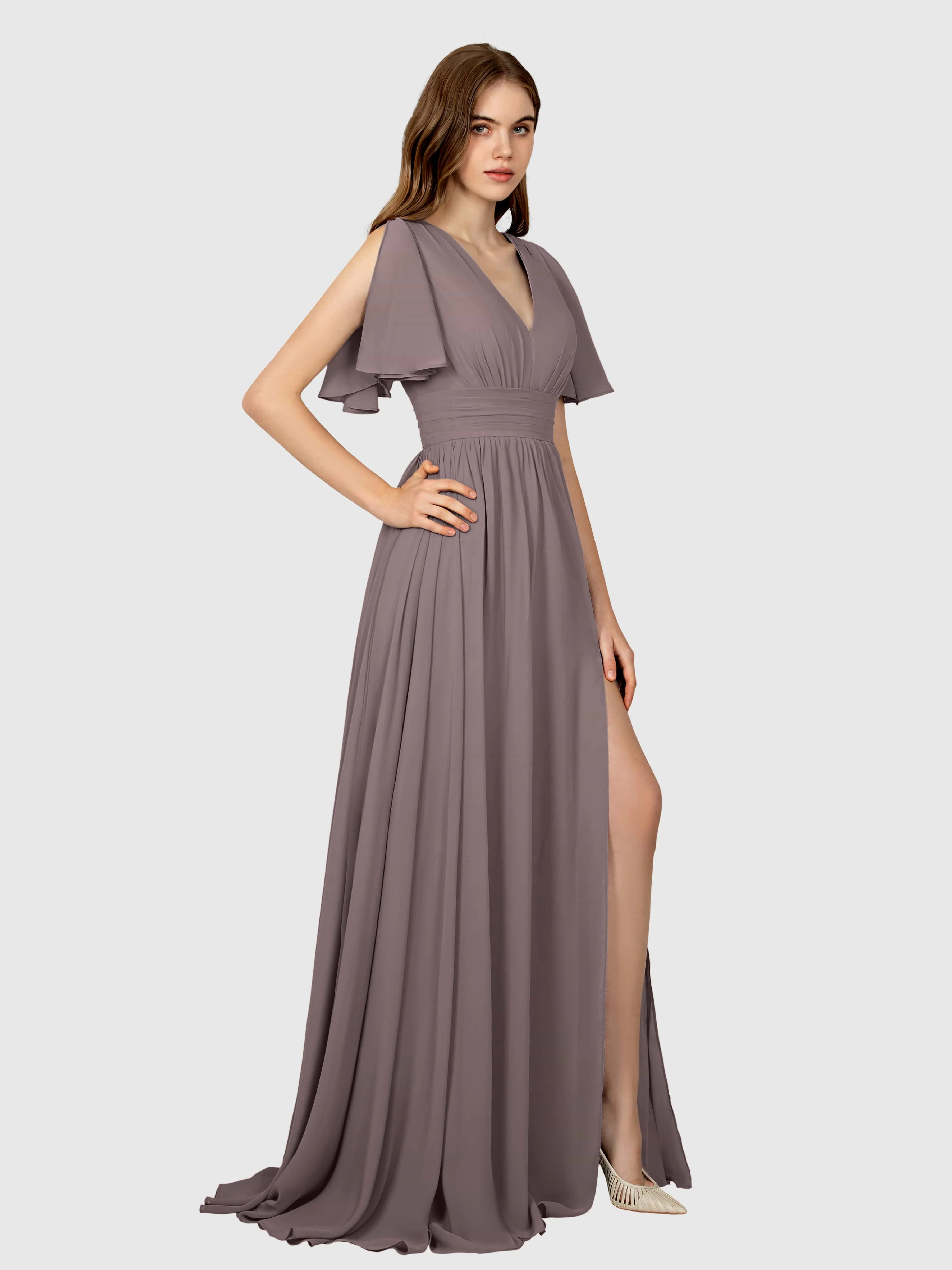 Eleanor Flowing A-Line Ruched Floor Length Bridesmaid Dresses