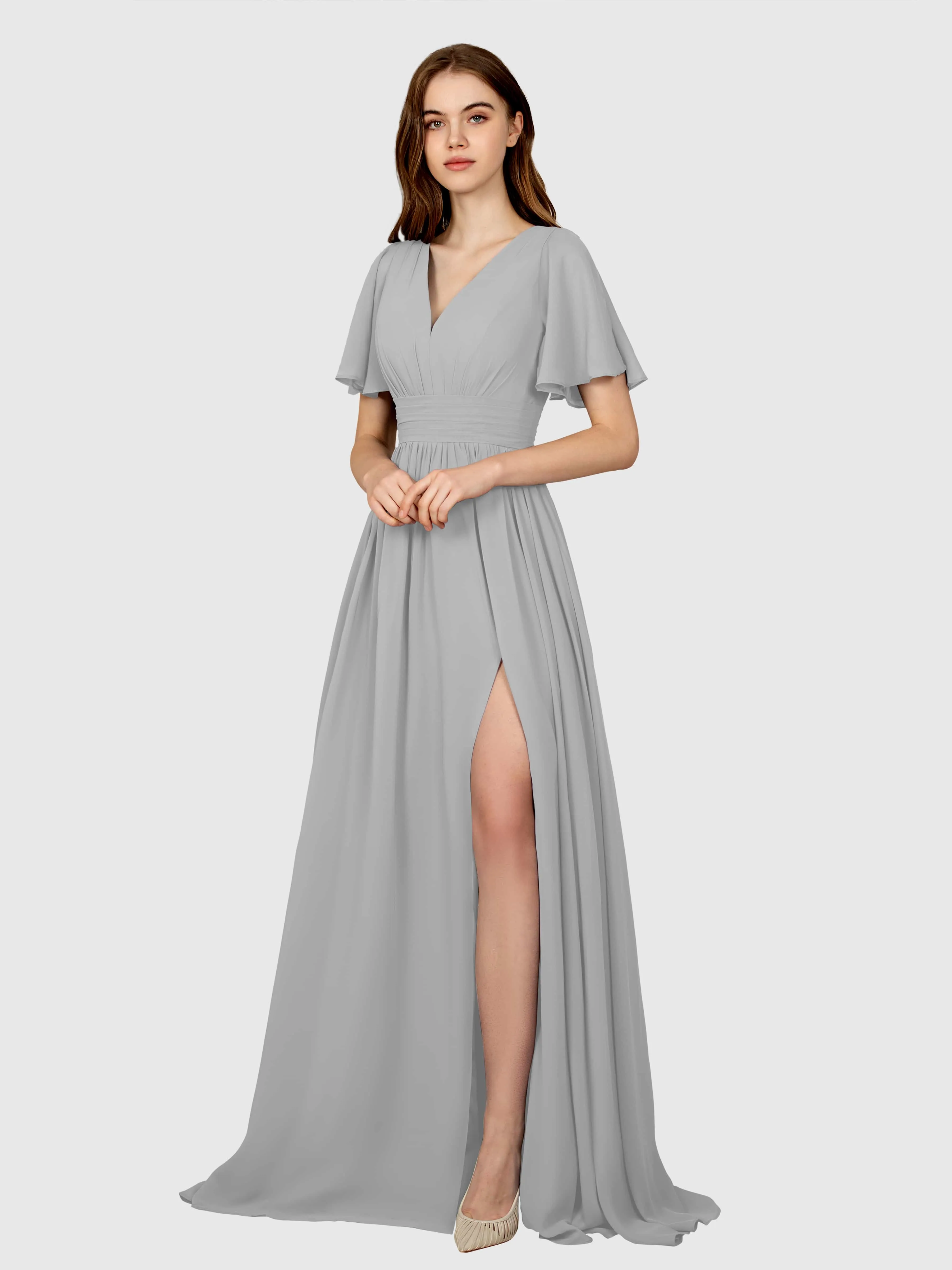 Eleanor Flowing A-Line Ruched Floor Length Bridesmaid Dresses