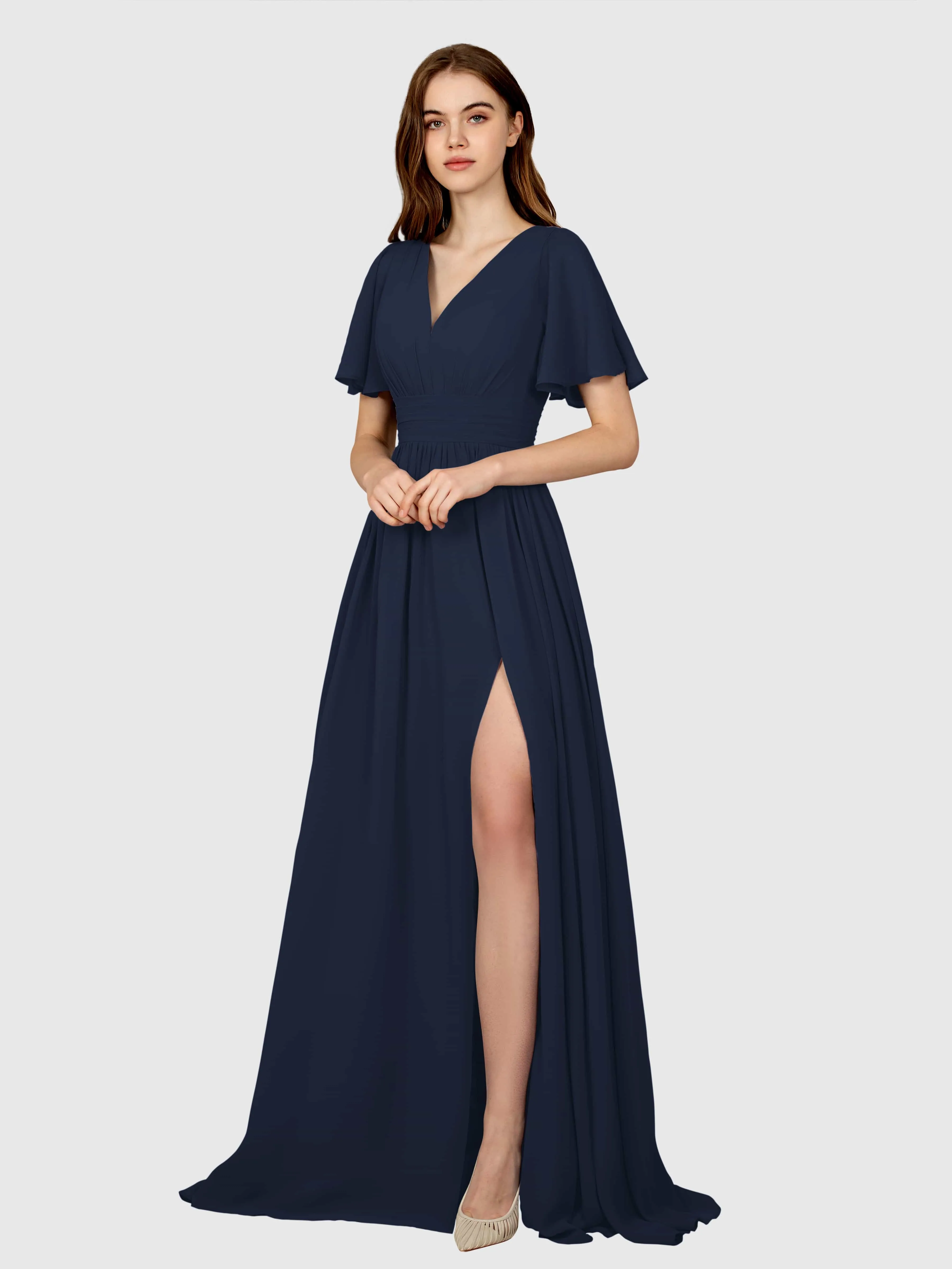 Eleanor Flowing A-Line Ruched Floor Length Bridesmaid Dresses