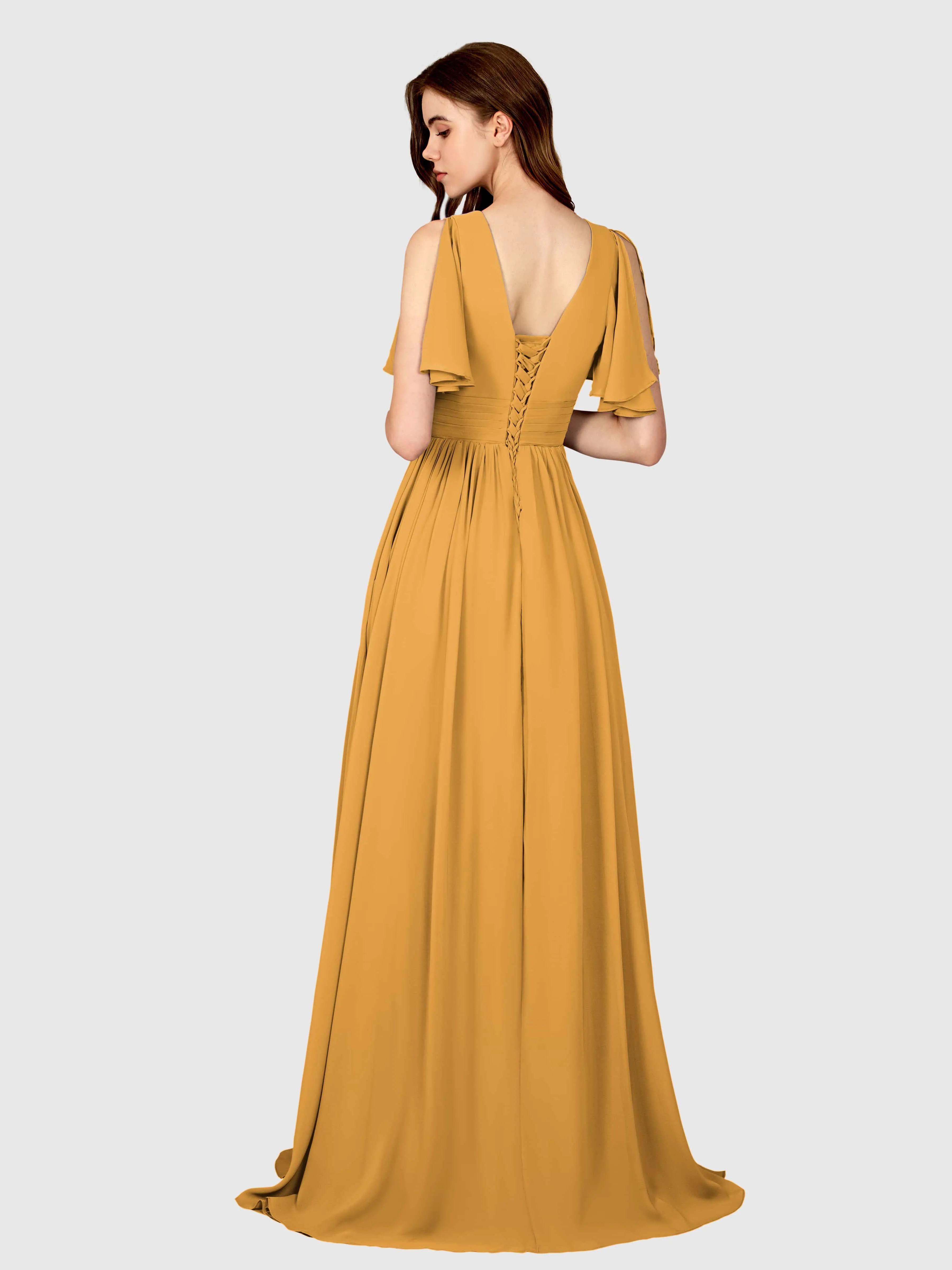 Eleanor Flowing A-Line Ruched Floor Length Bridesmaid Dresses