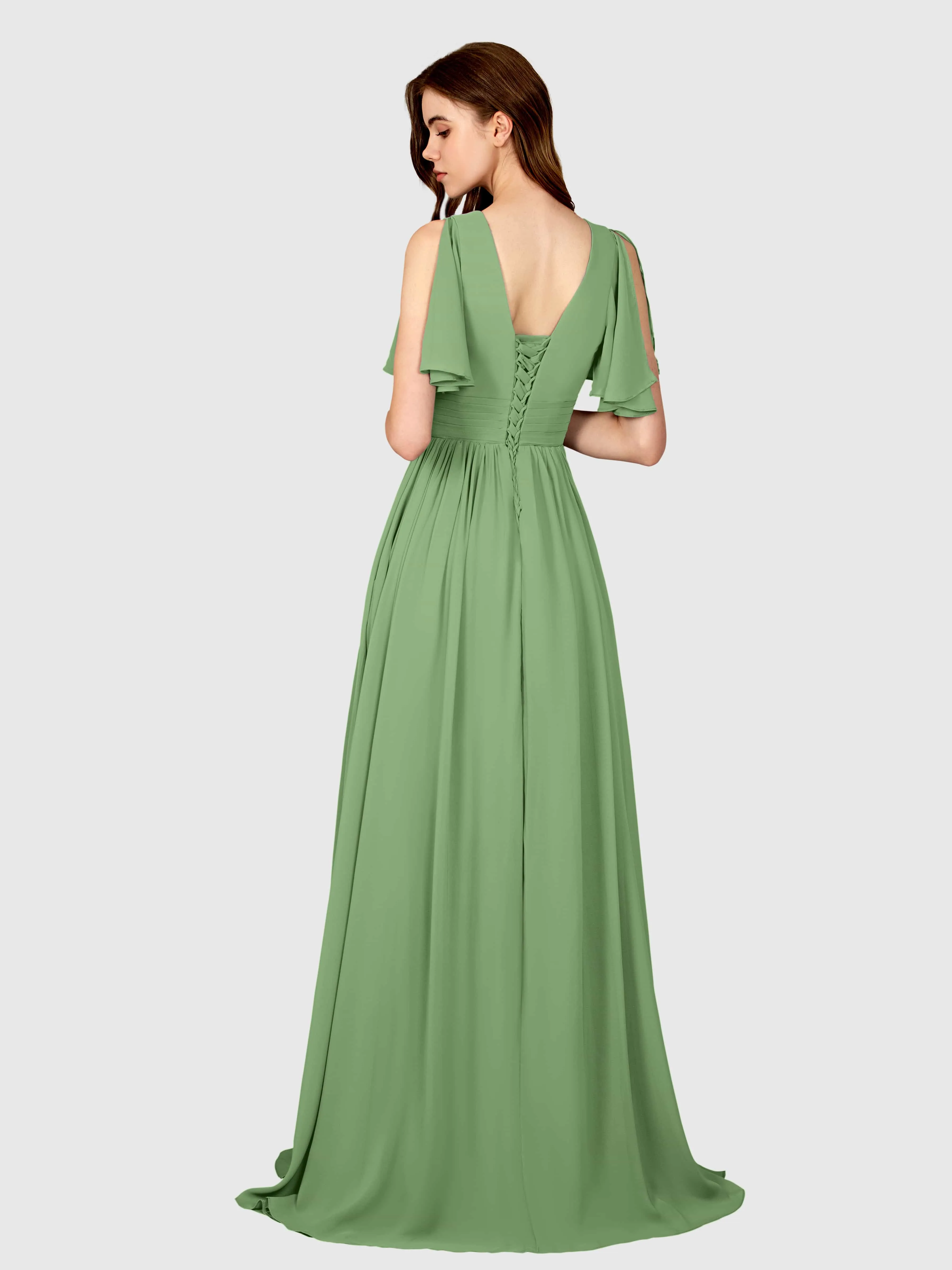 Eleanor Flowing A-Line Ruched Floor Length Bridesmaid Dresses