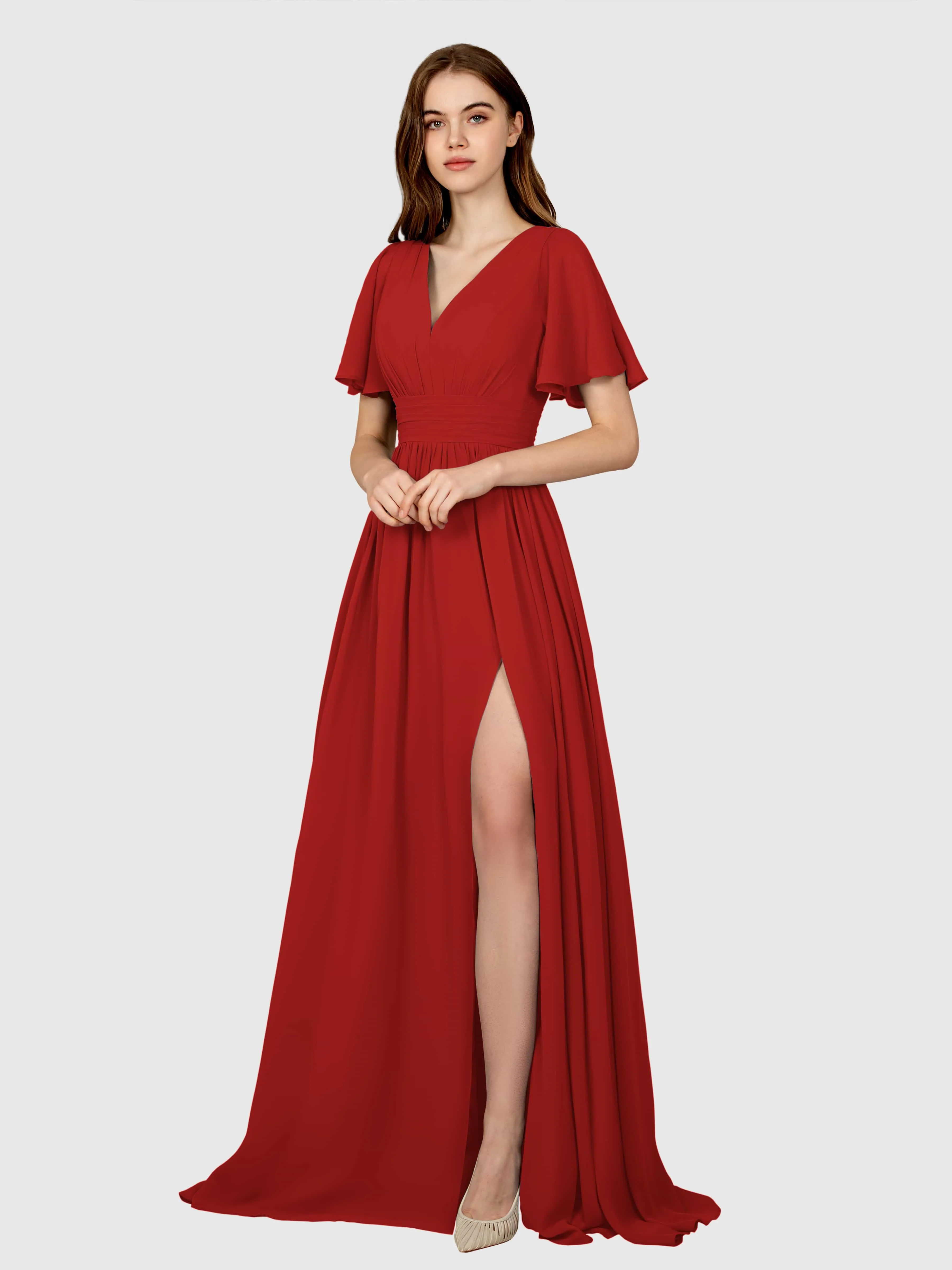 Eleanor Flowing A-Line Ruched Floor Length Bridesmaid Dresses