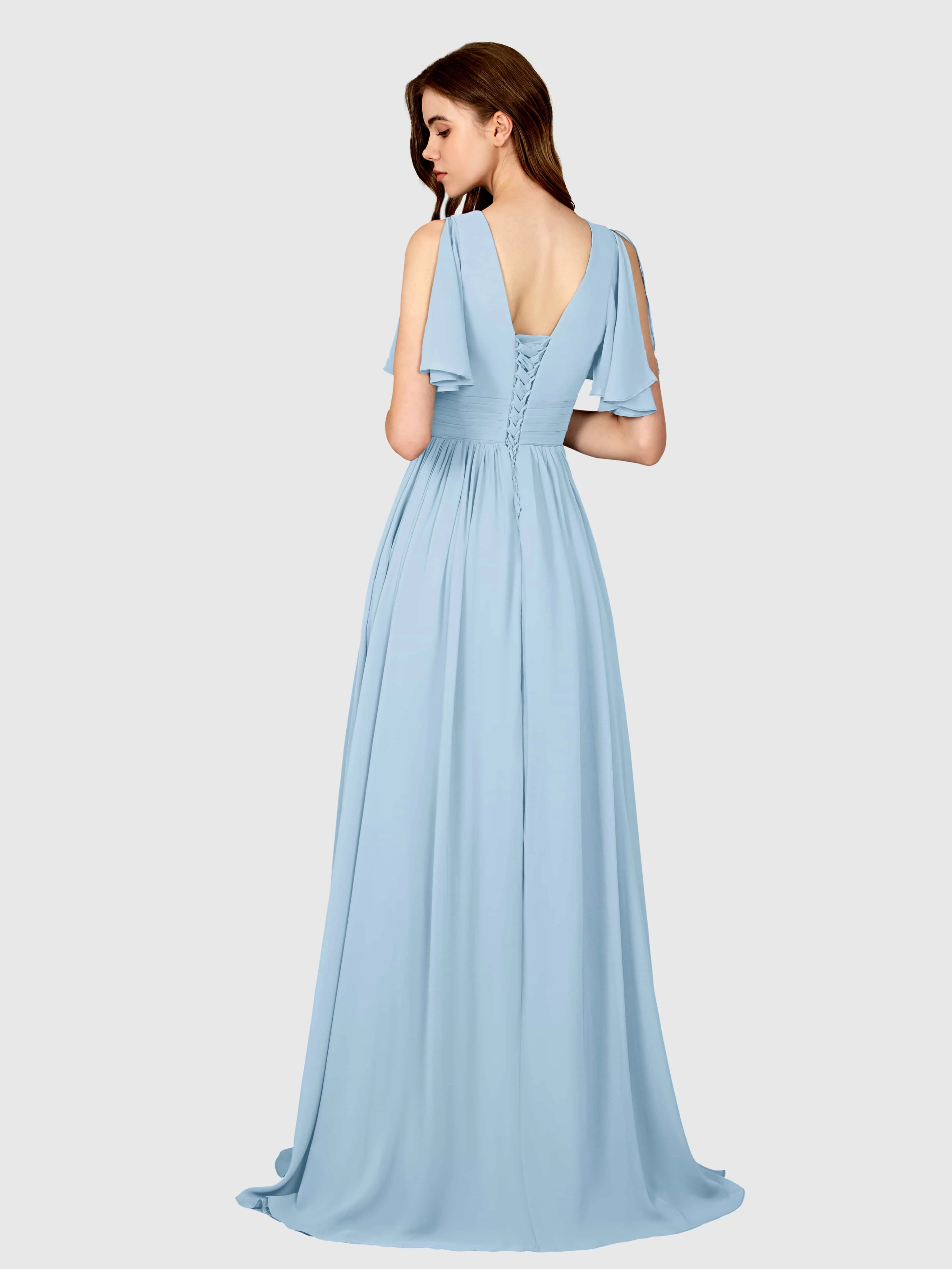 Eleanor Flowing A-Line Ruched Floor Length Bridesmaid Dresses