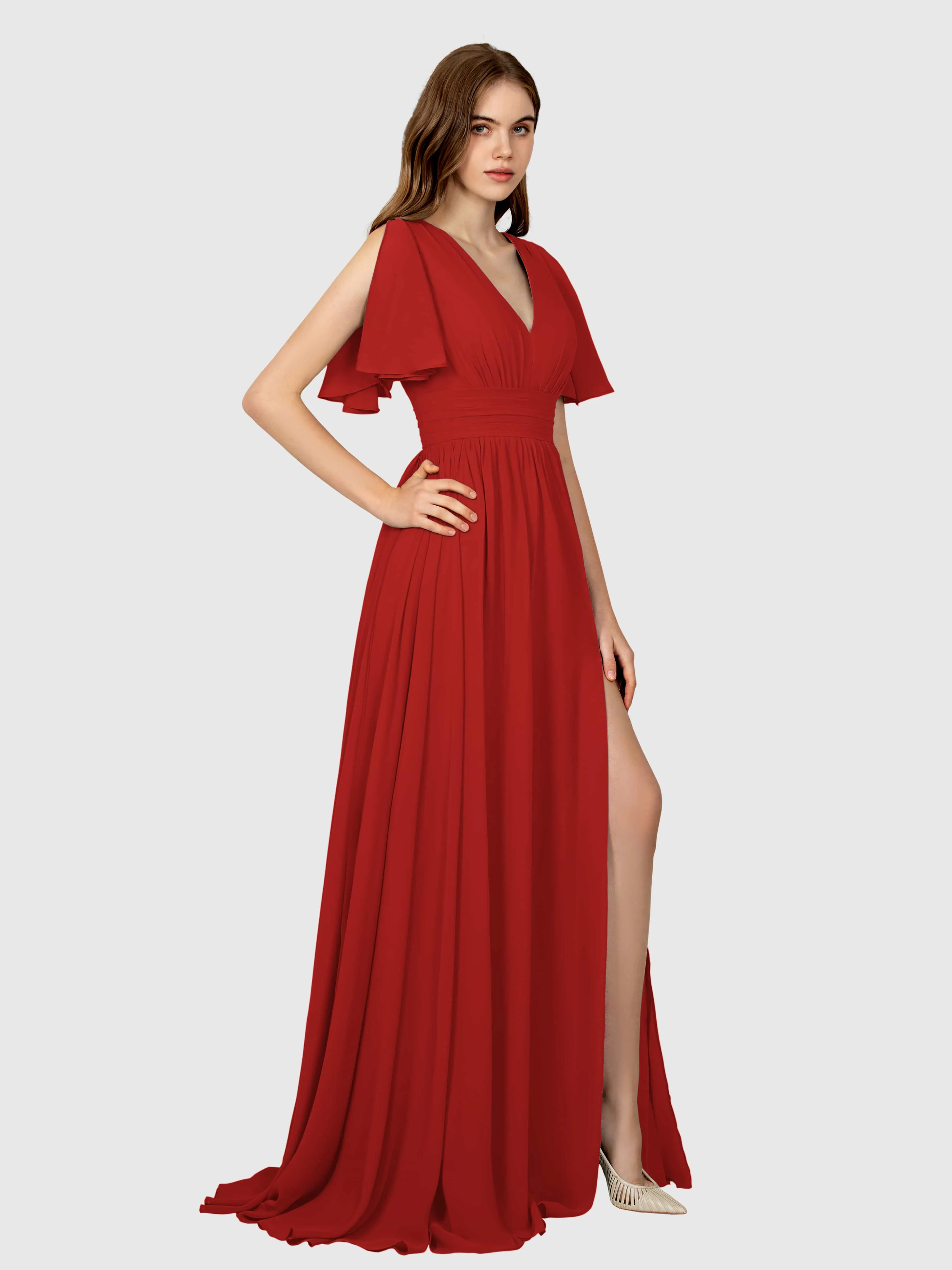 Eleanor Flowing A-Line Ruched Floor Length Bridesmaid Dresses