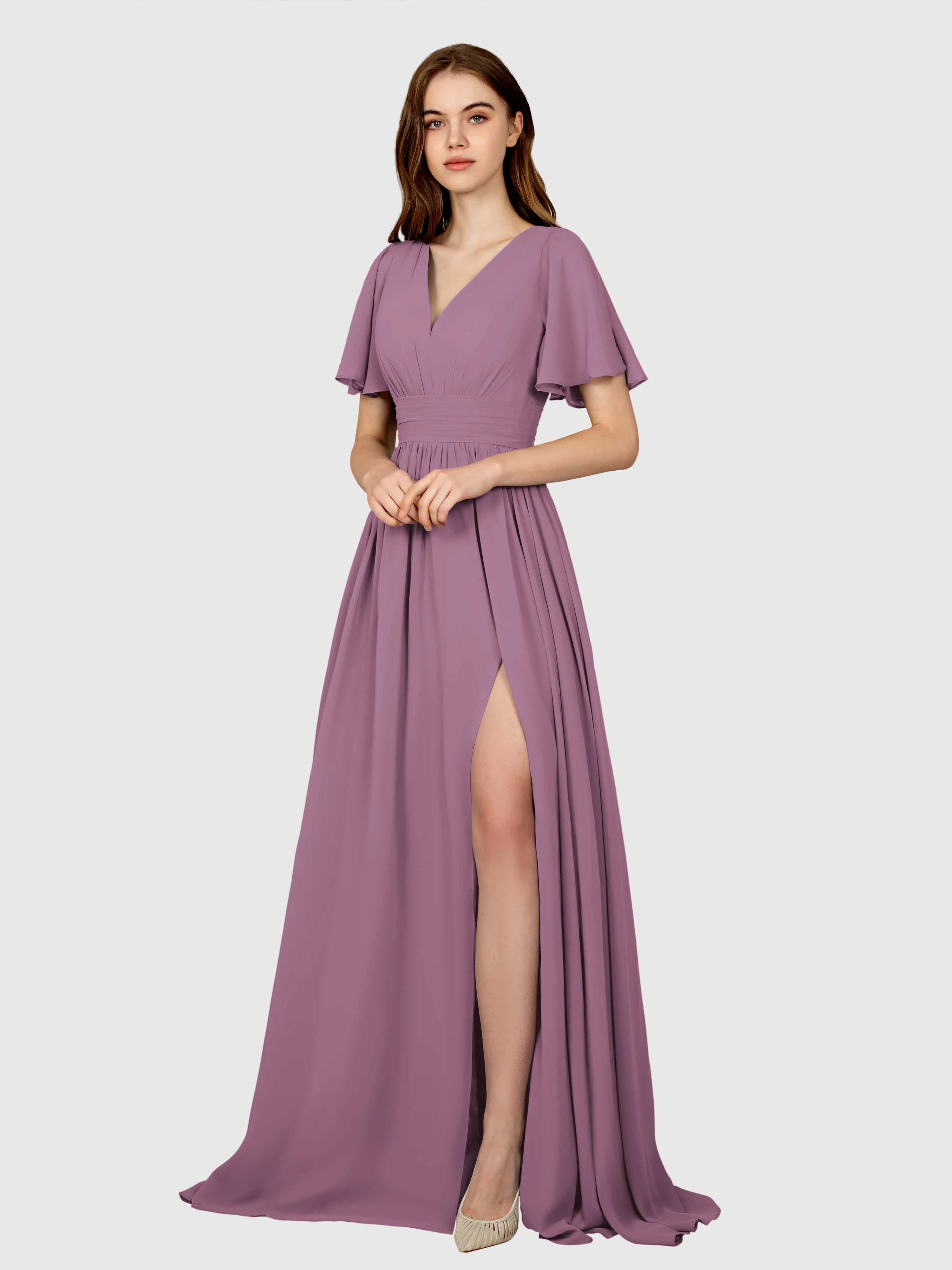 Eleanor Flowing A-Line Ruched Floor Length Bridesmaid Dresses