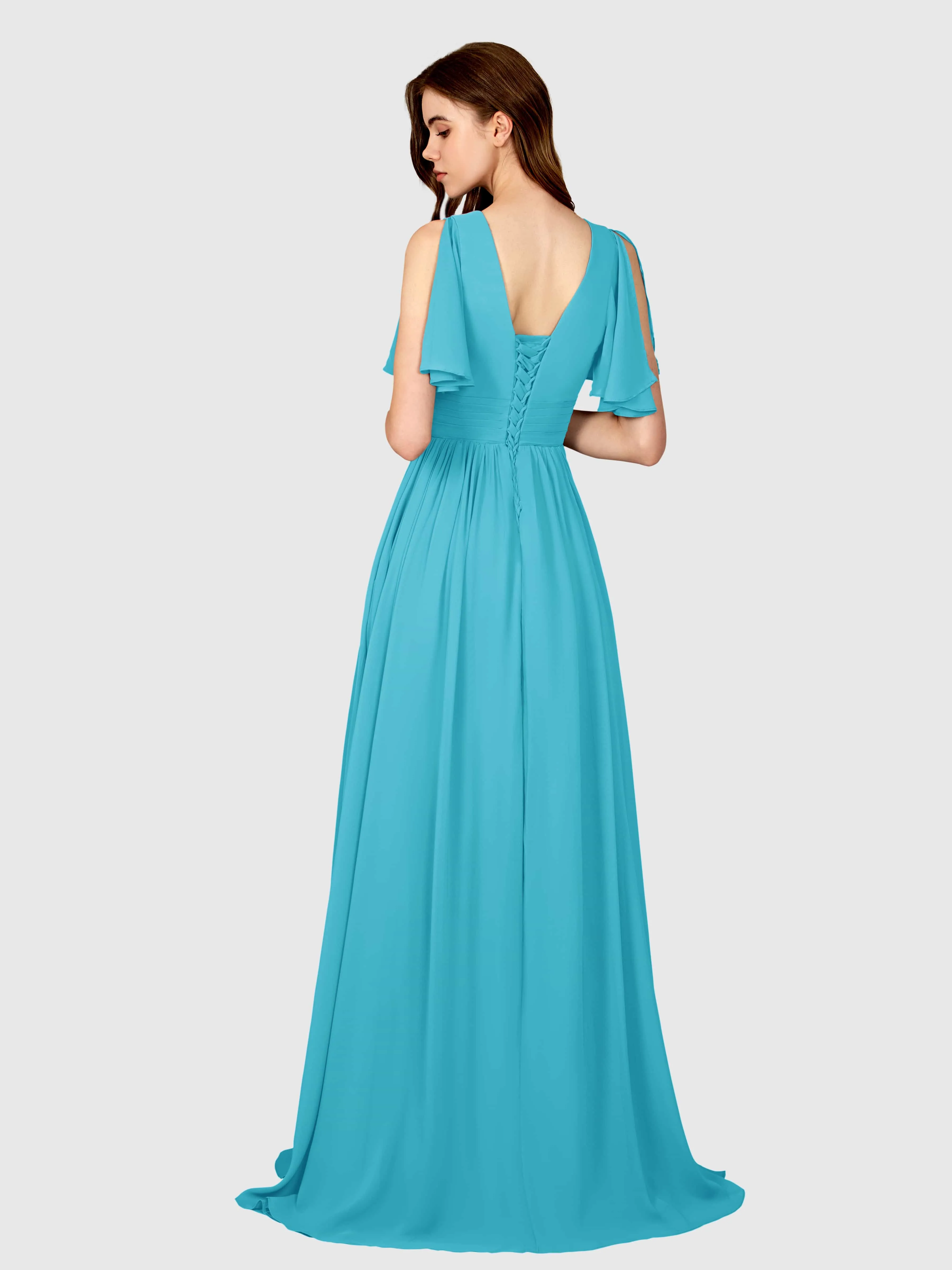 Eleanor Flowing A-Line Ruched Floor Length Bridesmaid Dresses