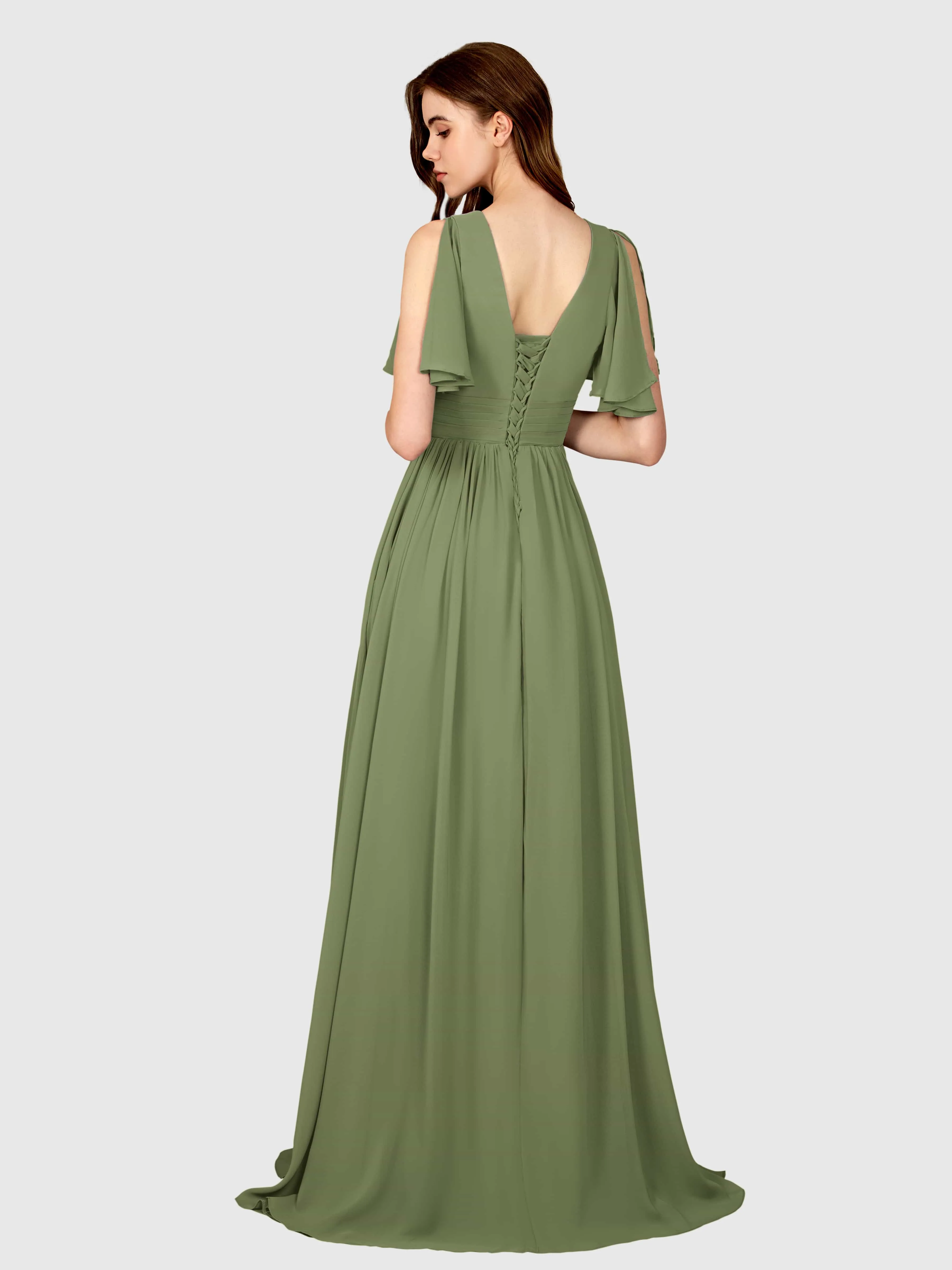 Eleanor Flowing A-Line Ruched Floor Length Bridesmaid Dresses