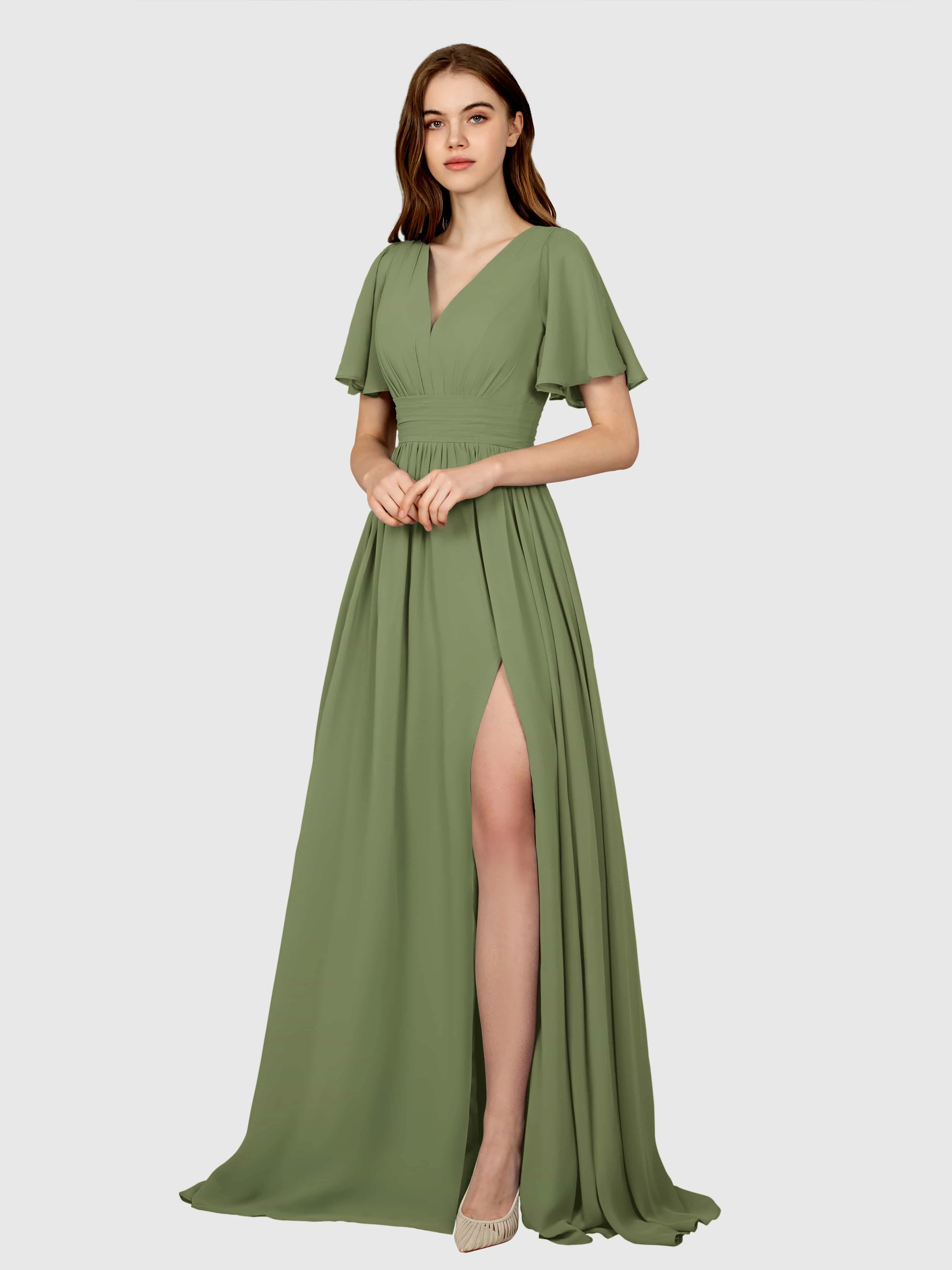 Eleanor Flowing A-Line Ruched Floor Length Bridesmaid Dresses