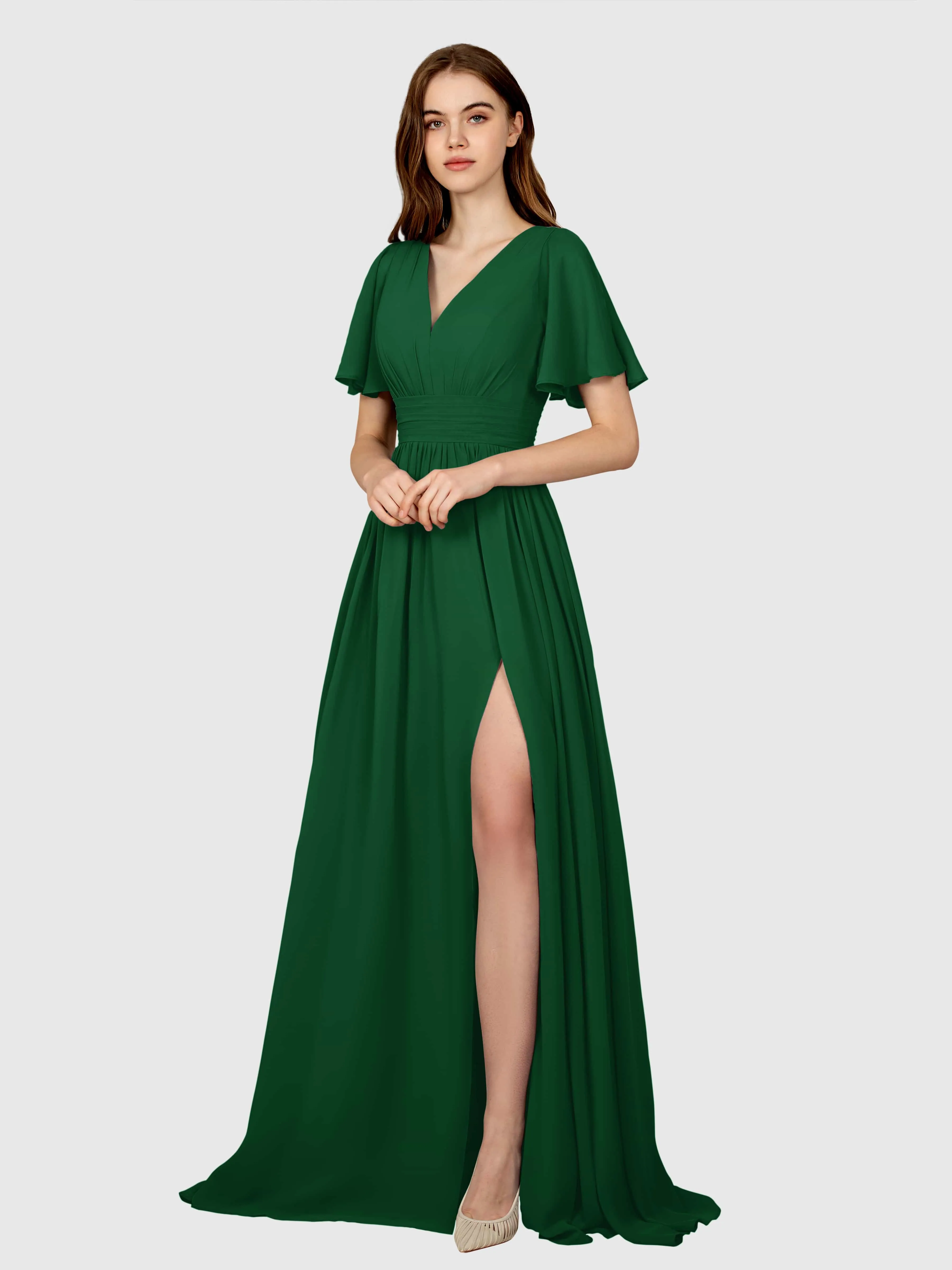 Eleanor Flowing A-Line Ruched Floor Length Bridesmaid Dresses