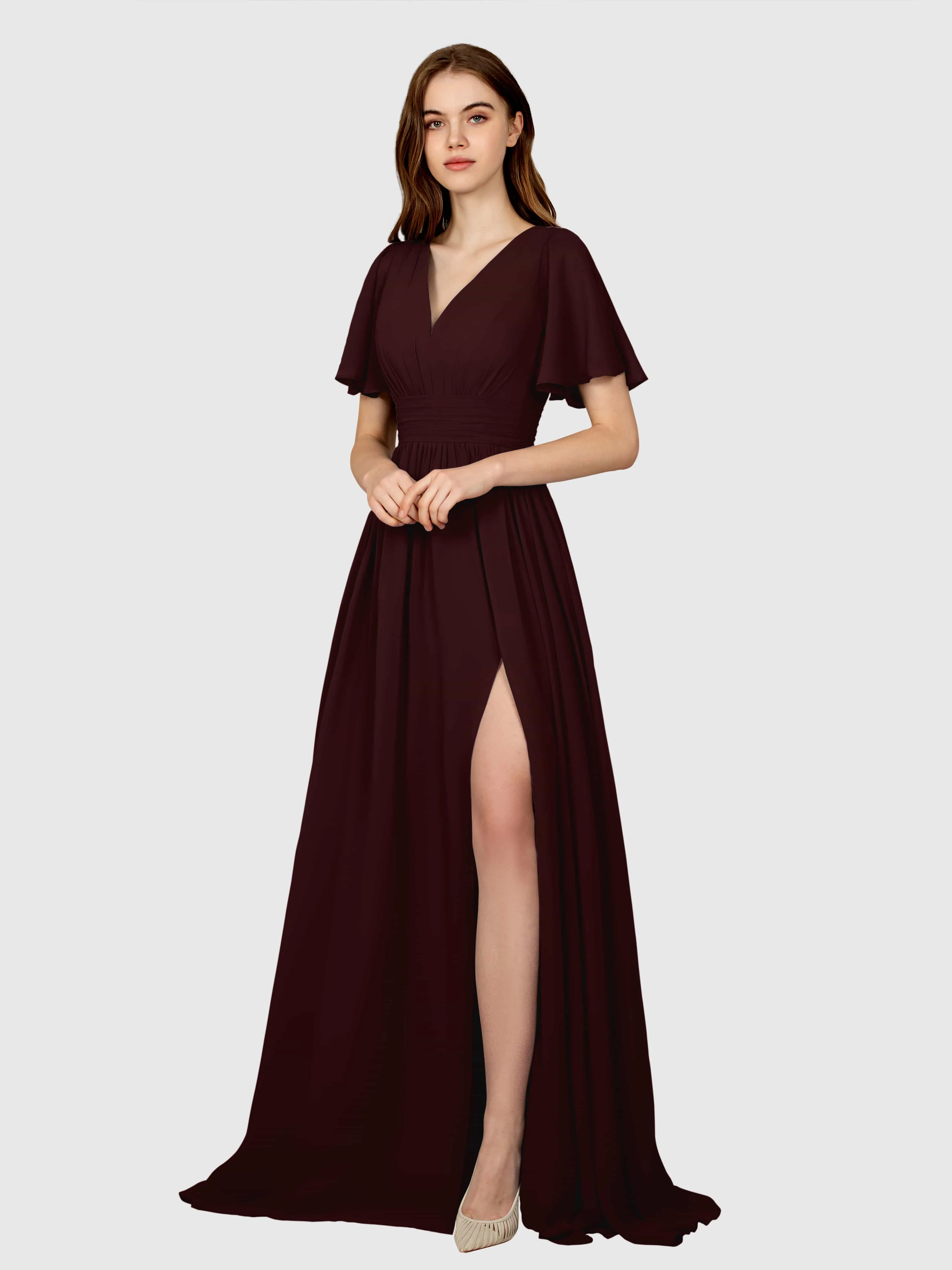 Eleanor Flowing A-Line Ruched Floor Length Bridesmaid Dresses