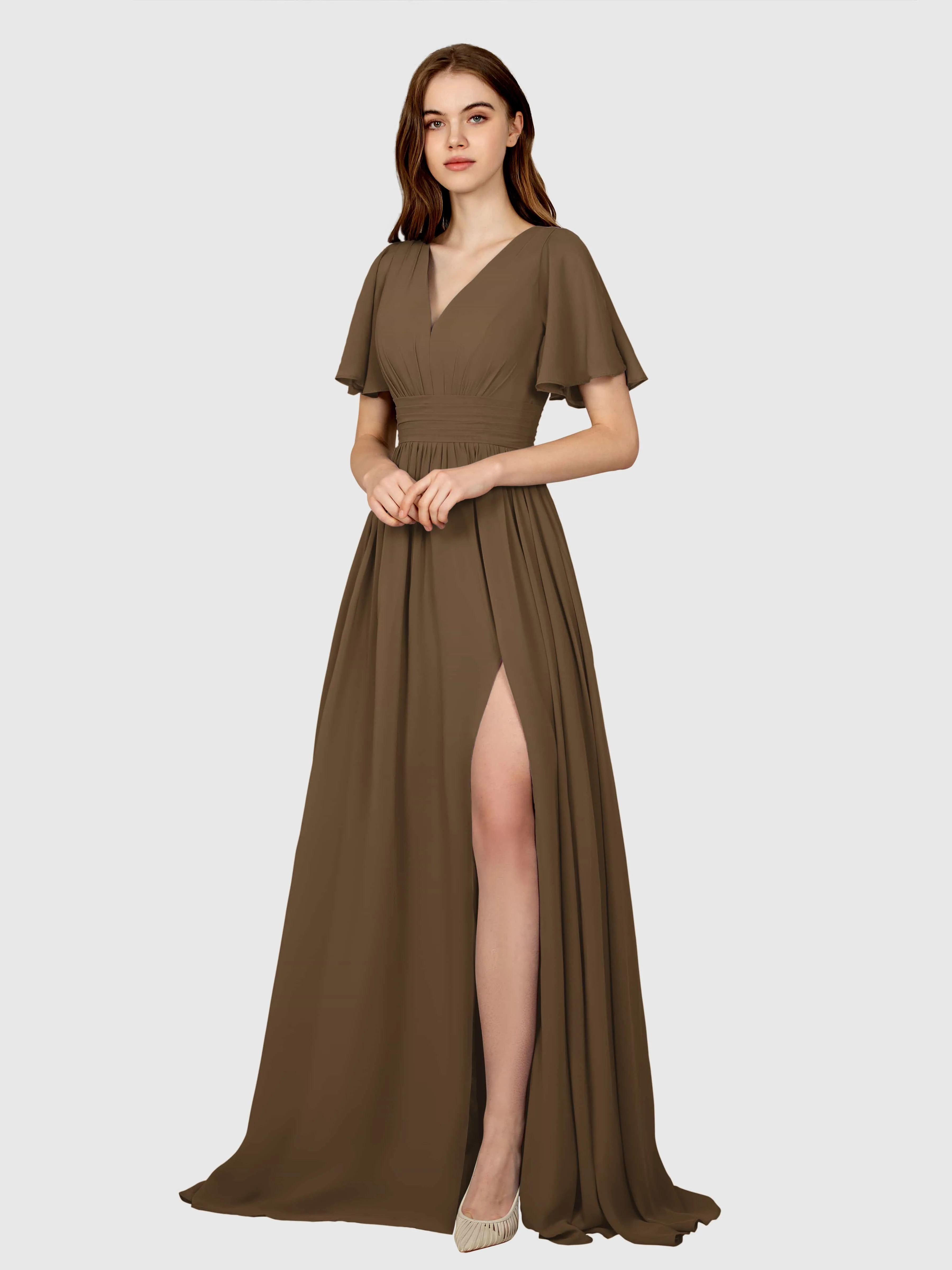 Eleanor Flowing A-Line Ruched Floor Length Bridesmaid Dresses