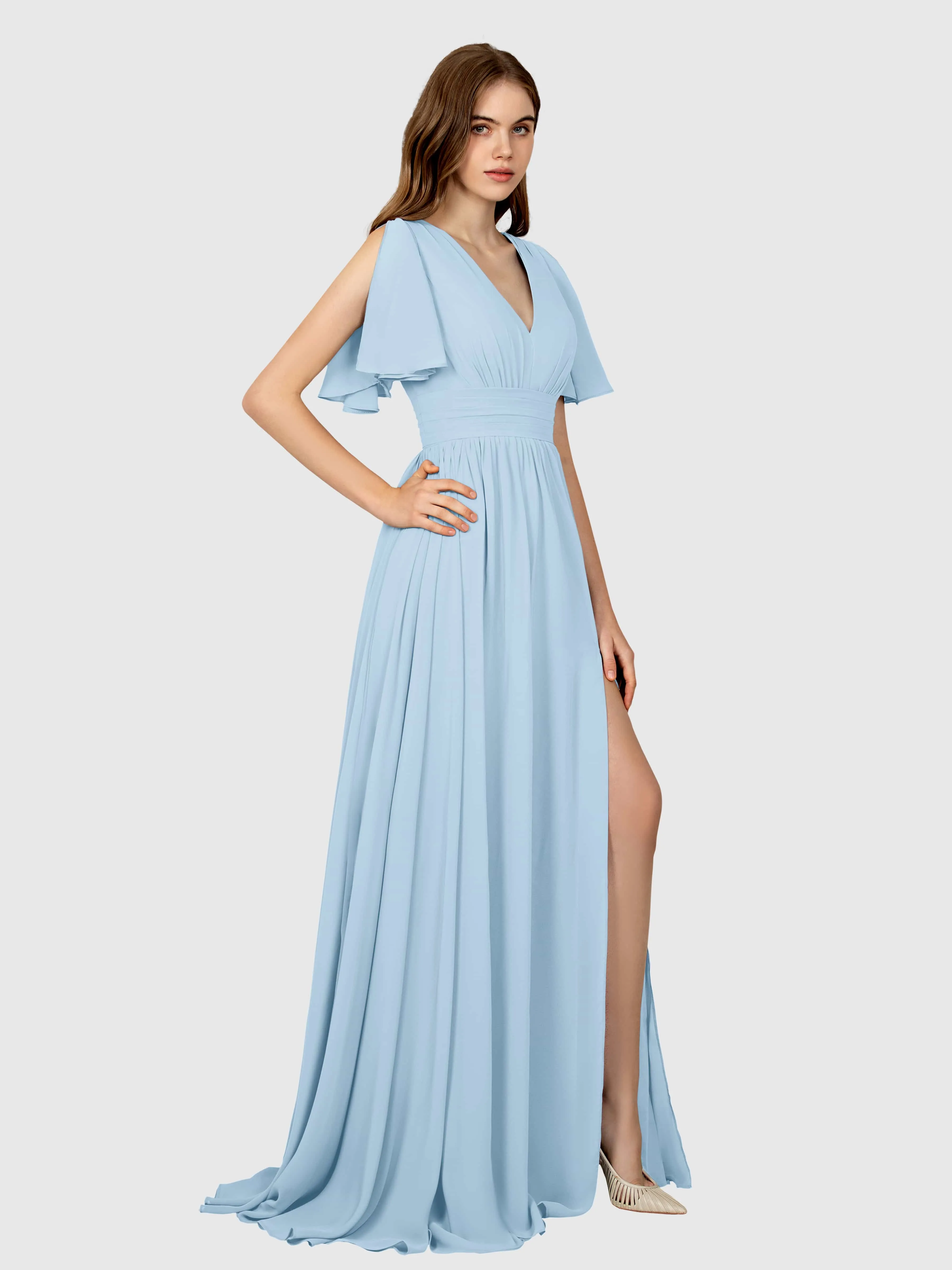 Eleanor Flowing A-Line Ruched Floor Length Bridesmaid Dresses