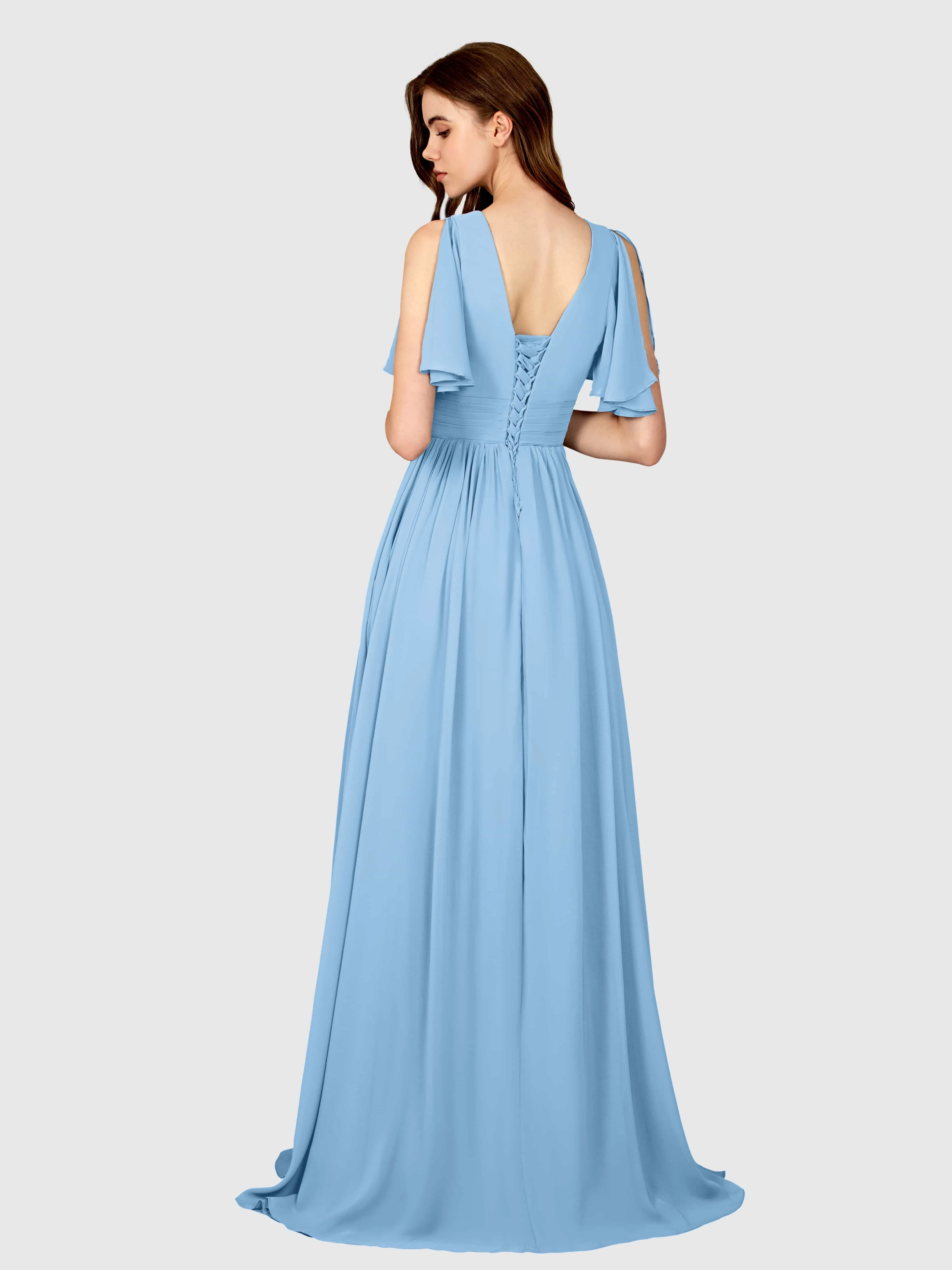 Eleanor Flowing A-Line Ruched Floor Length Bridesmaid Dresses