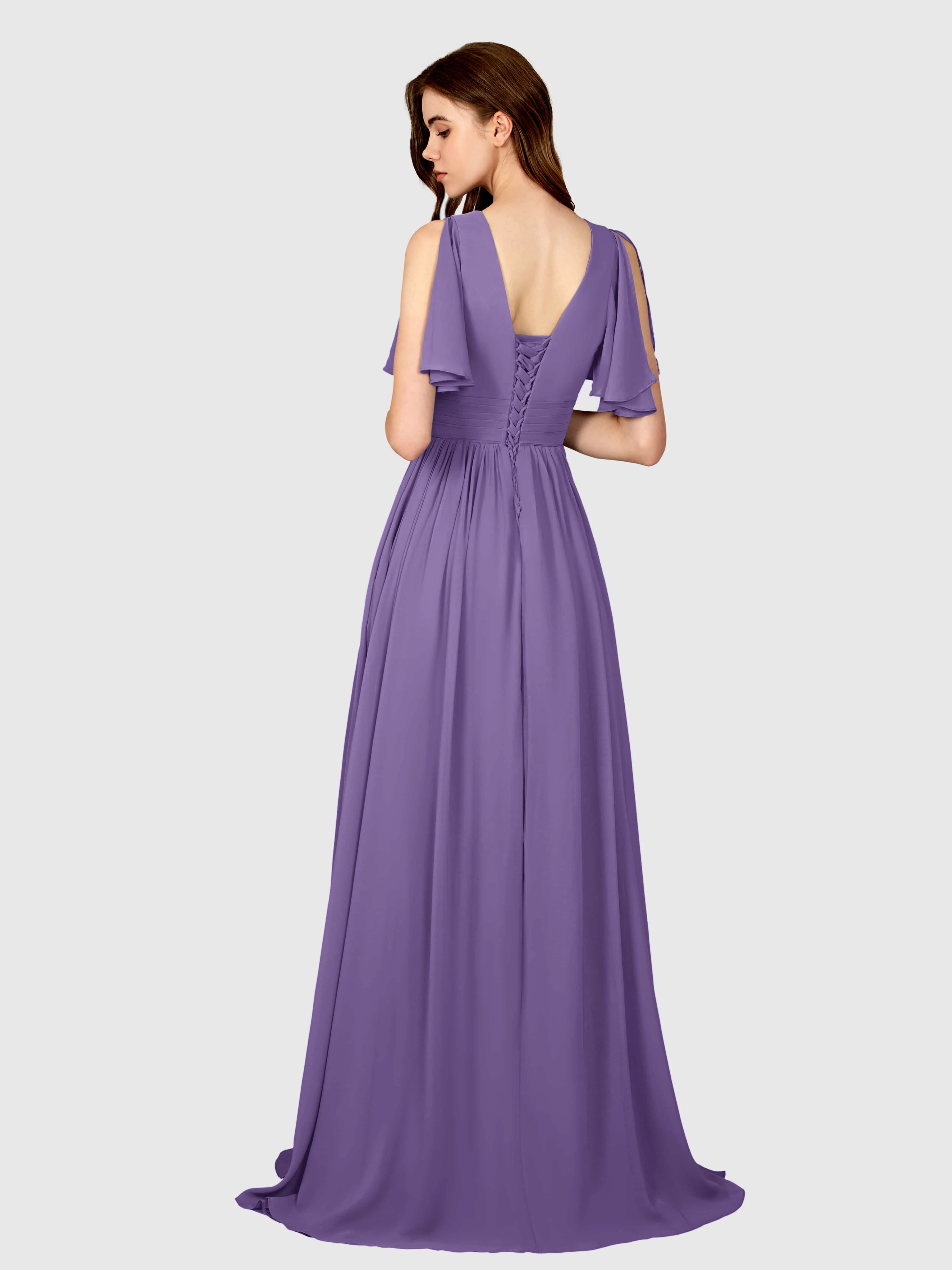 Eleanor Flowing A-Line Ruched Floor Length Bridesmaid Dresses