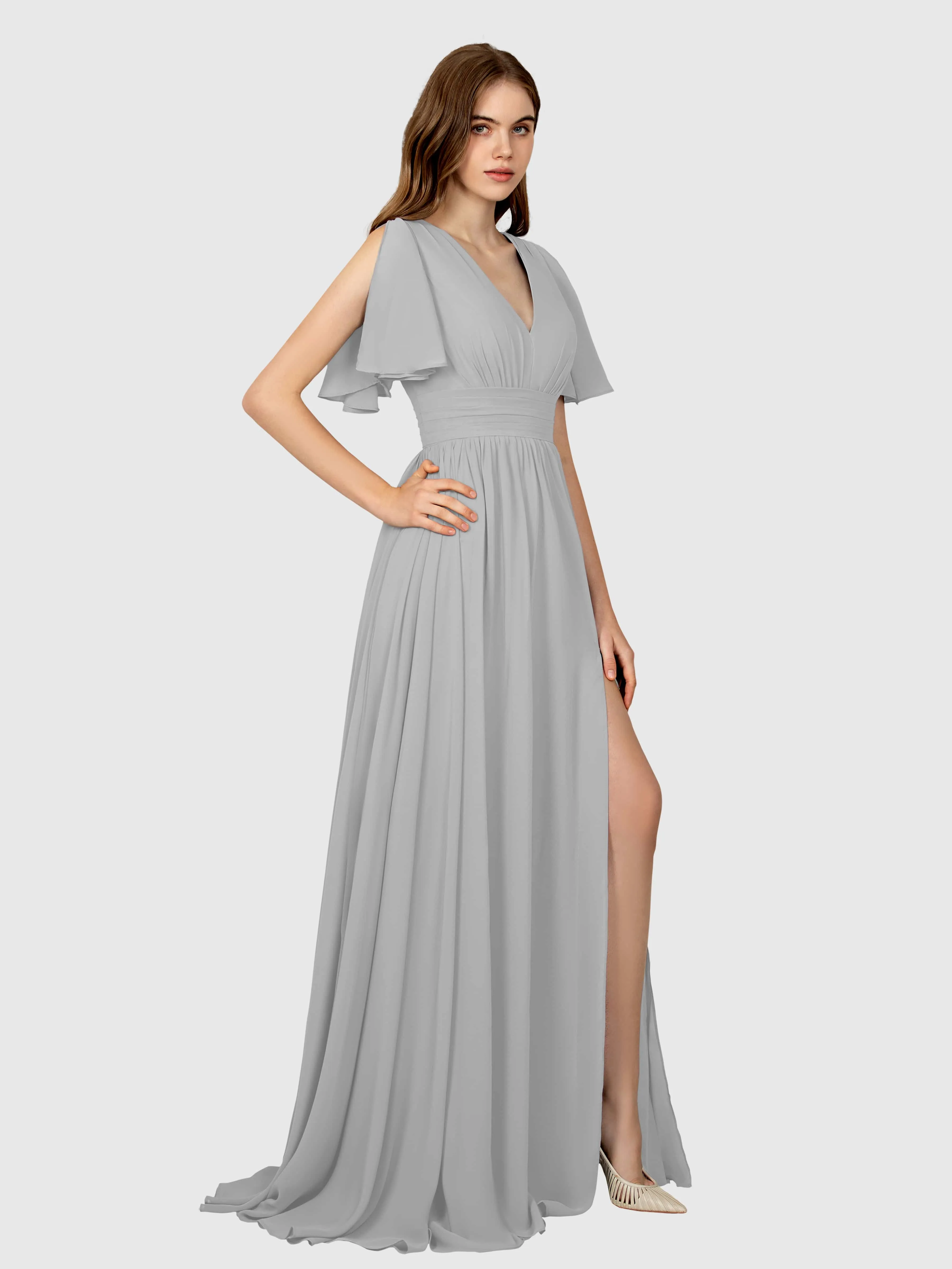 Eleanor Flowing A-Line Ruched Floor Length Bridesmaid Dresses