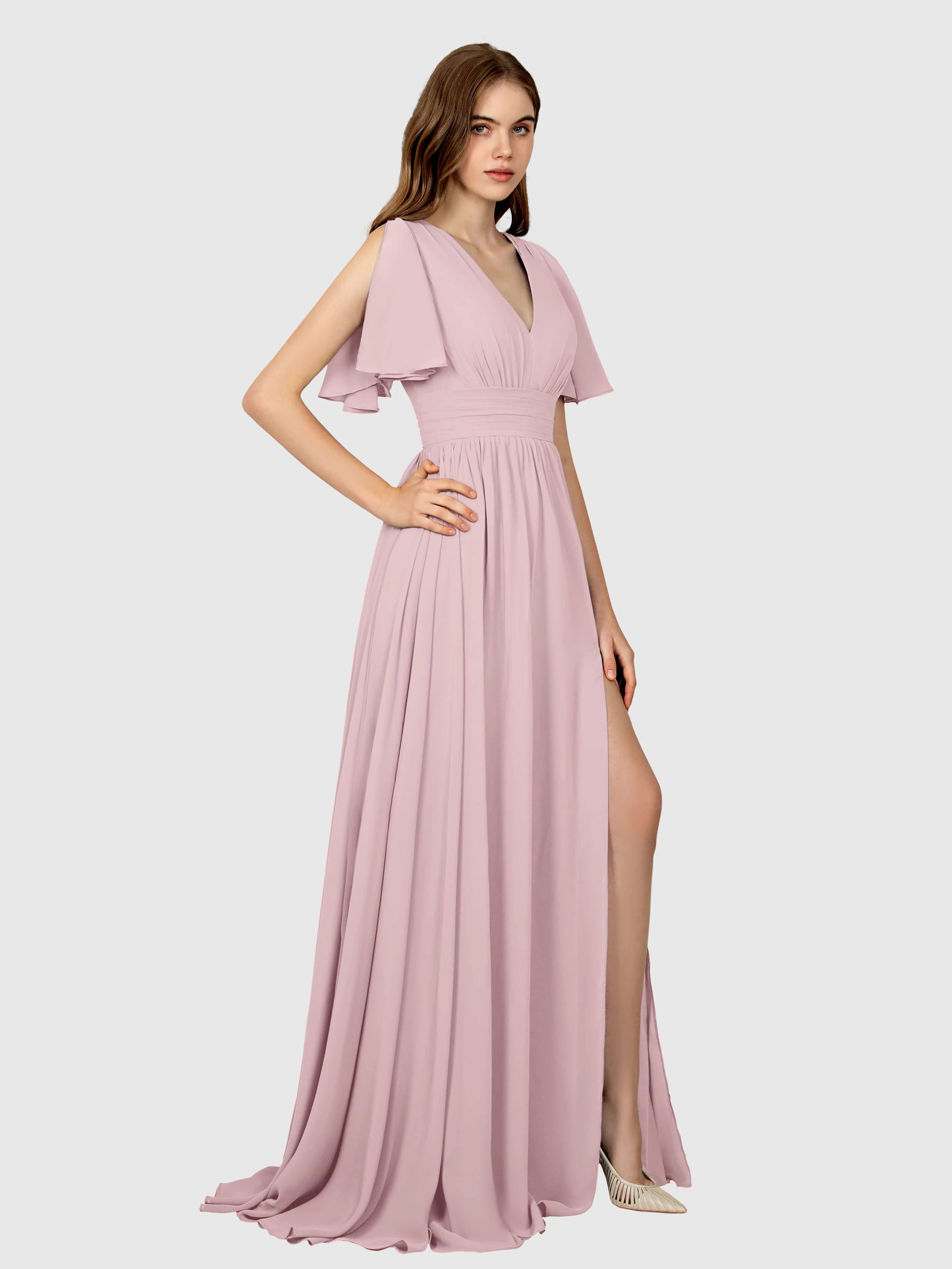 Eleanor Flowing A-Line Ruched Floor Length Bridesmaid Dresses