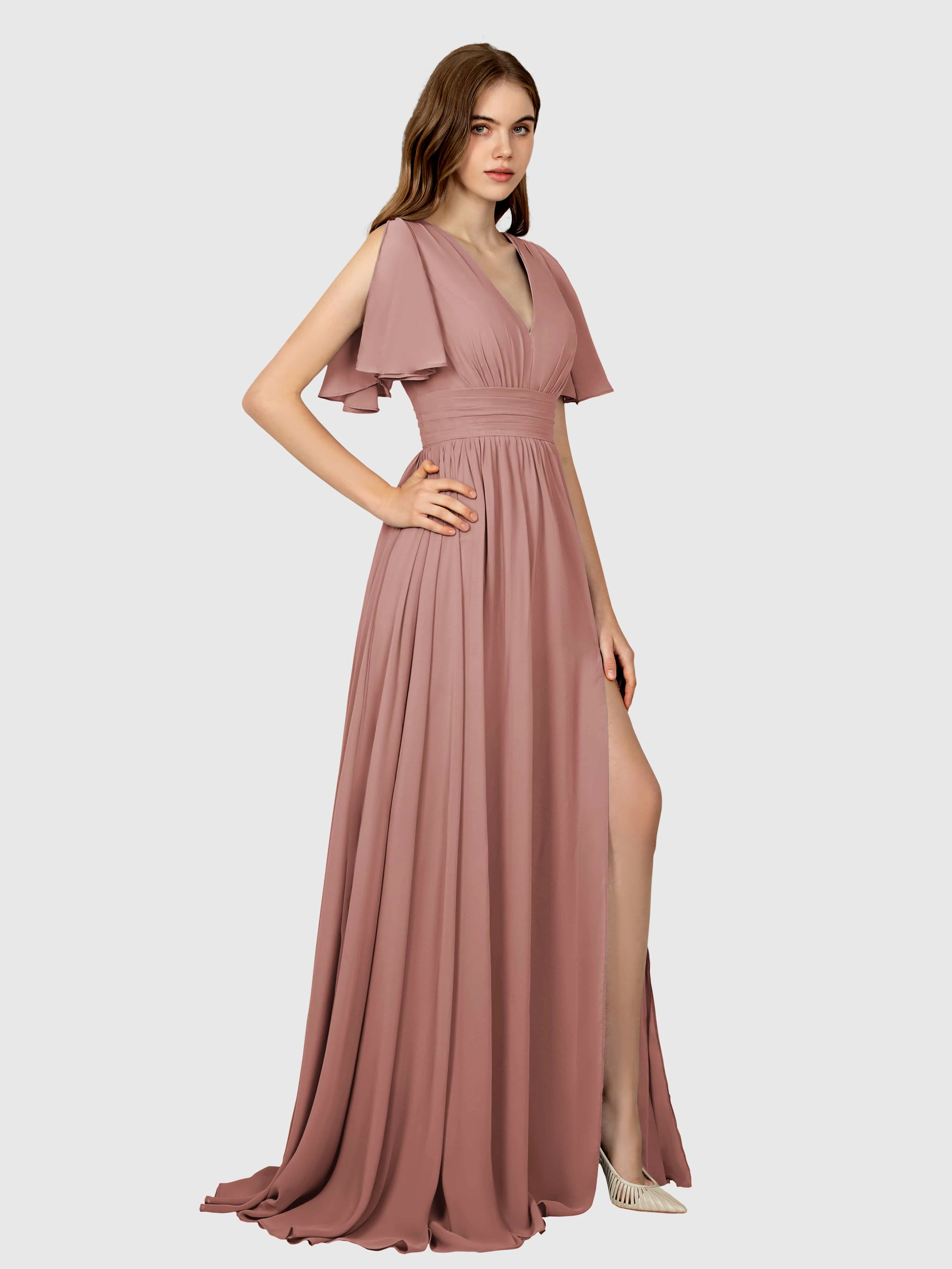 Eleanor Flowing A-Line Ruched Floor Length Bridesmaid Dresses