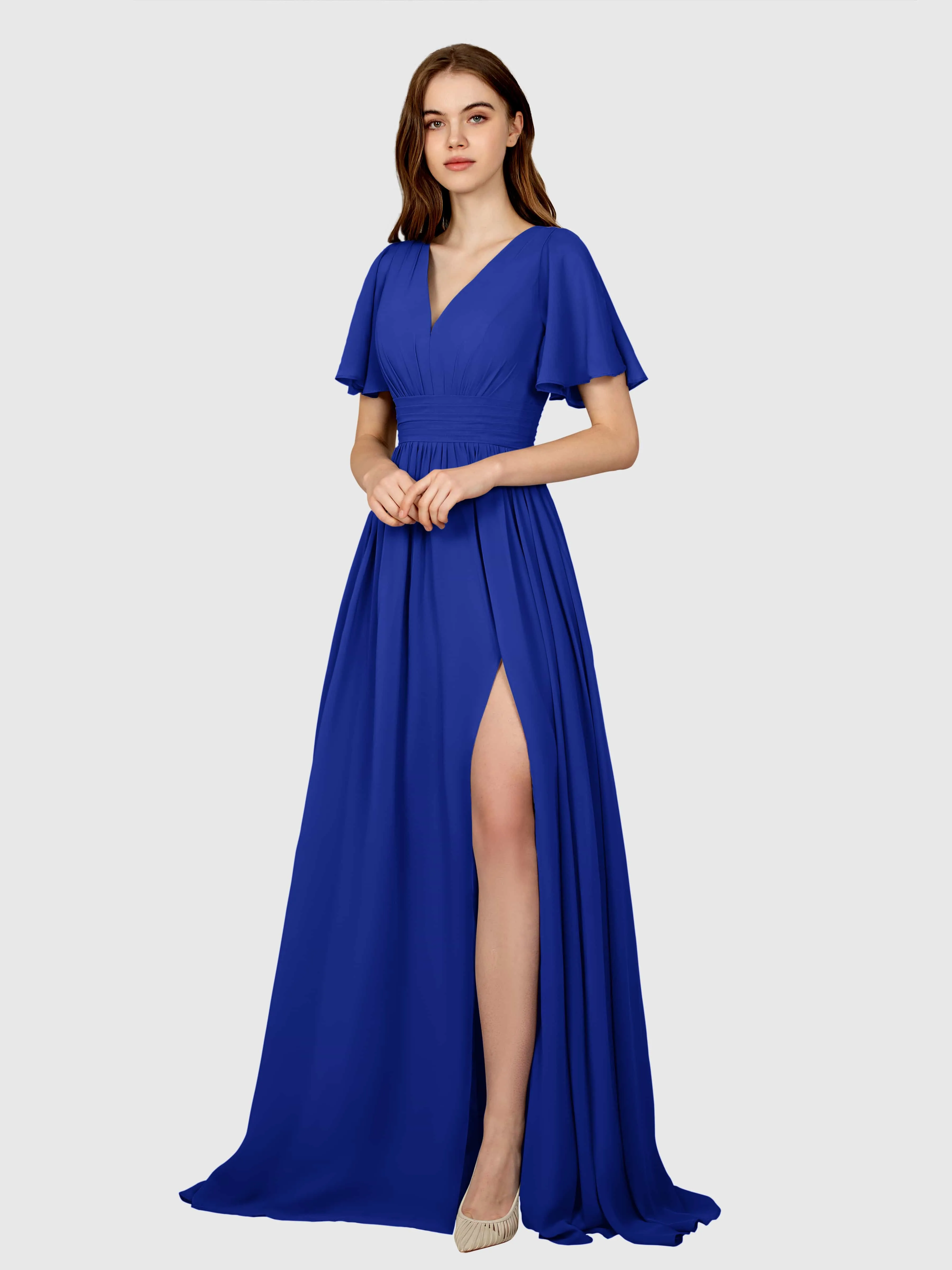 Eleanor Flowing A-Line Ruched Floor Length Bridesmaid Dresses