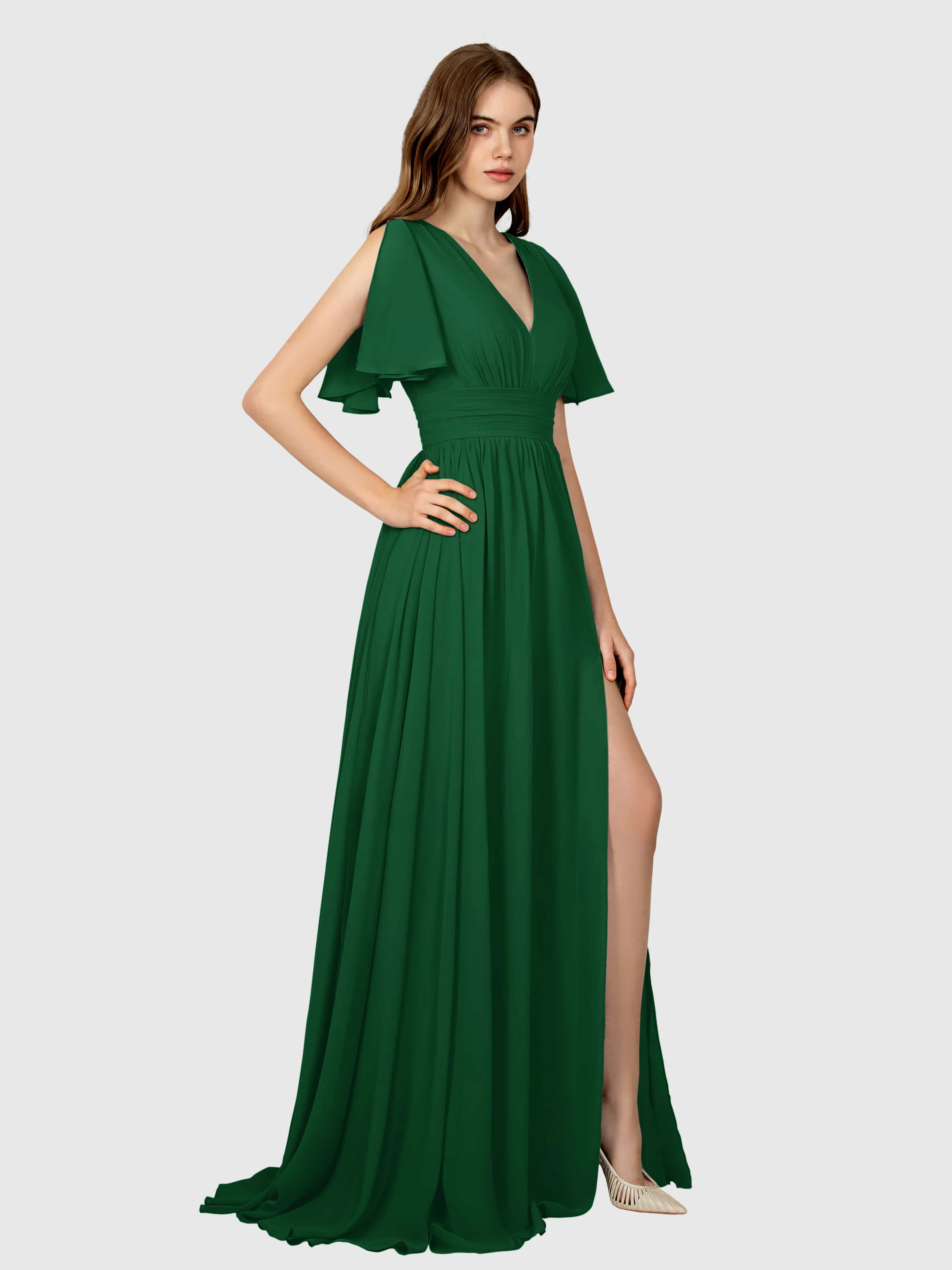 Eleanor Flowing A-Line Ruched Floor Length Bridesmaid Dresses