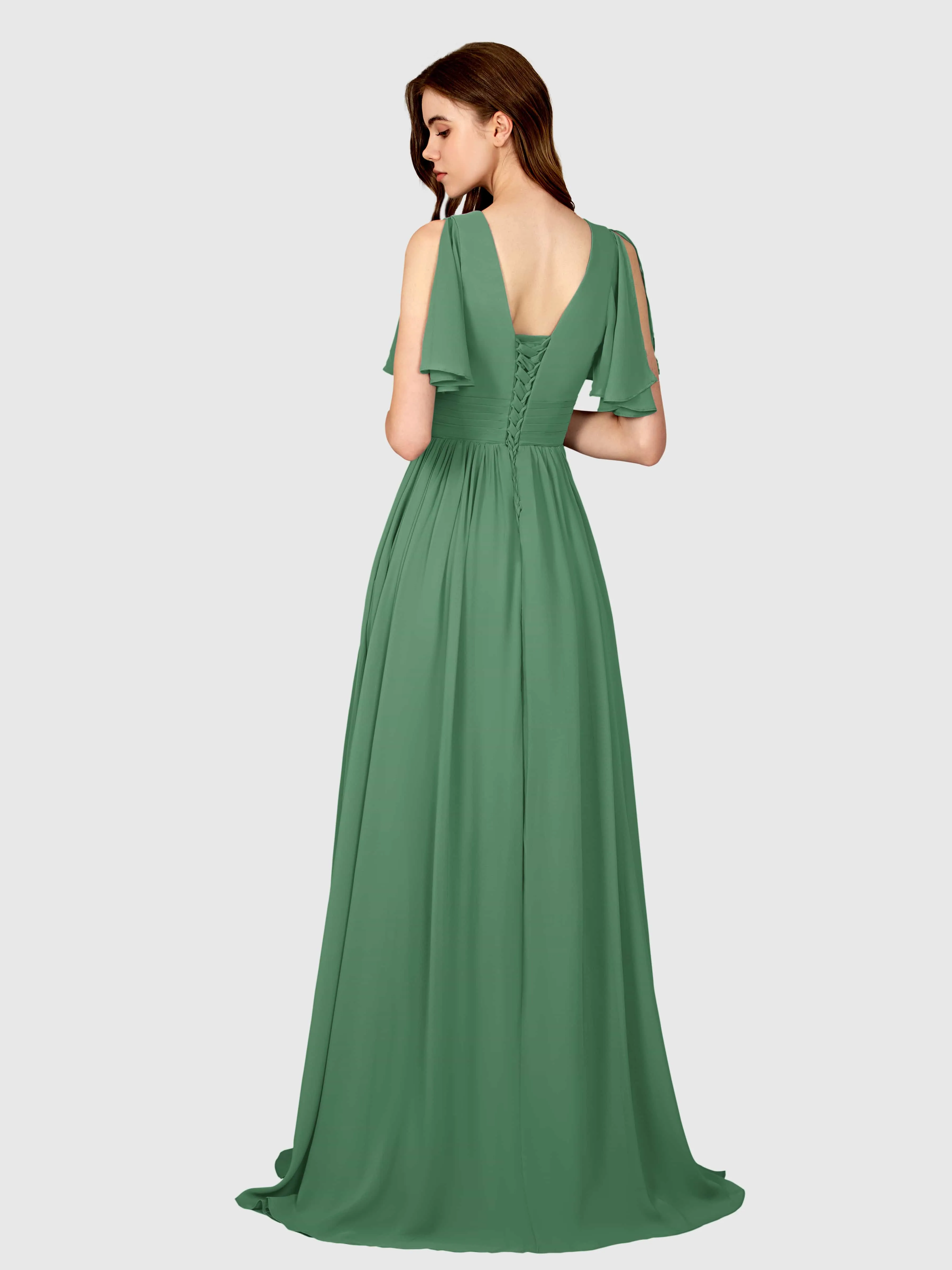 Eleanor Flowing A-Line Ruched Floor Length Bridesmaid Dresses