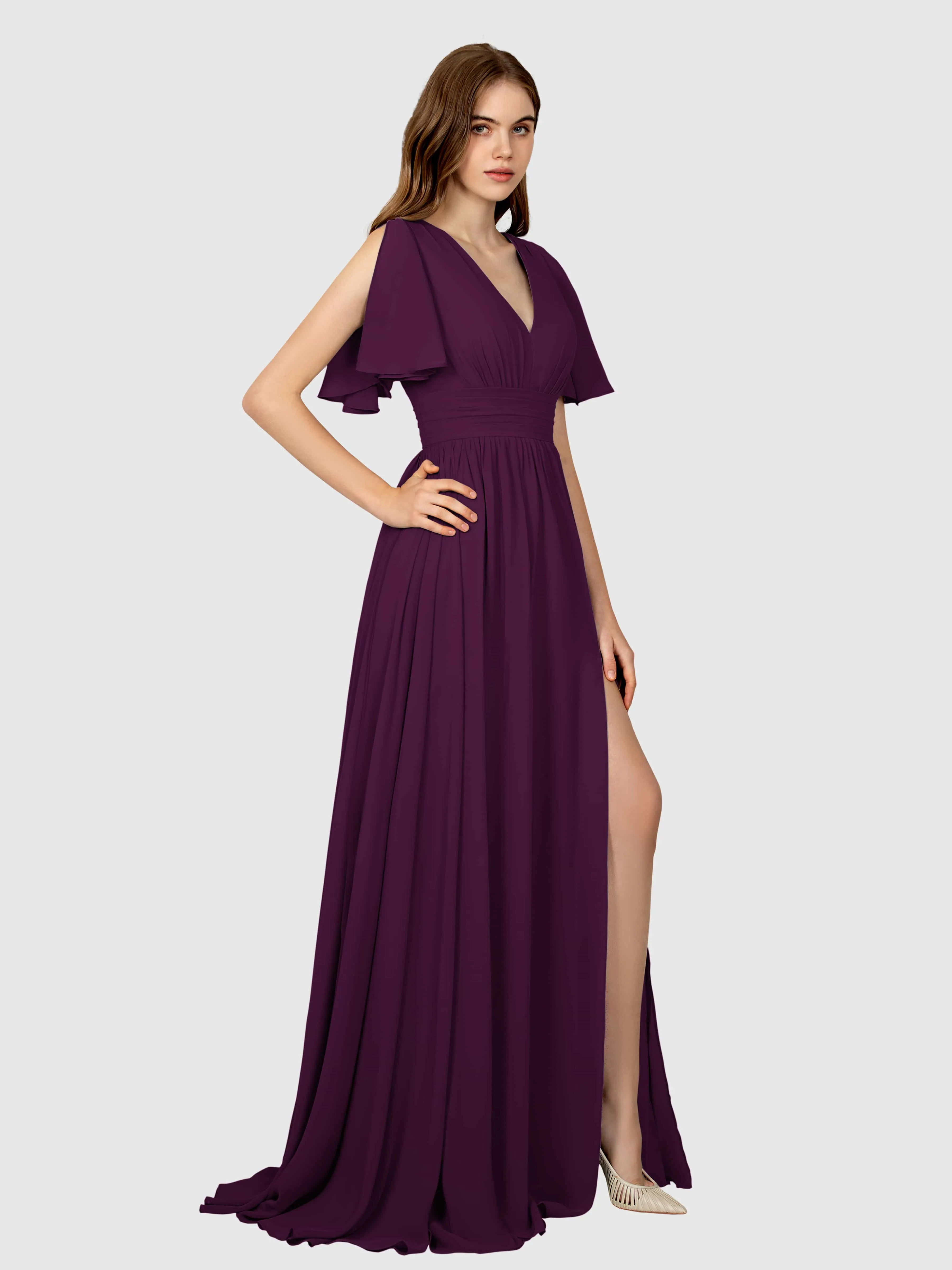 Eleanor Flowing A-Line Ruched Floor Length Bridesmaid Dresses