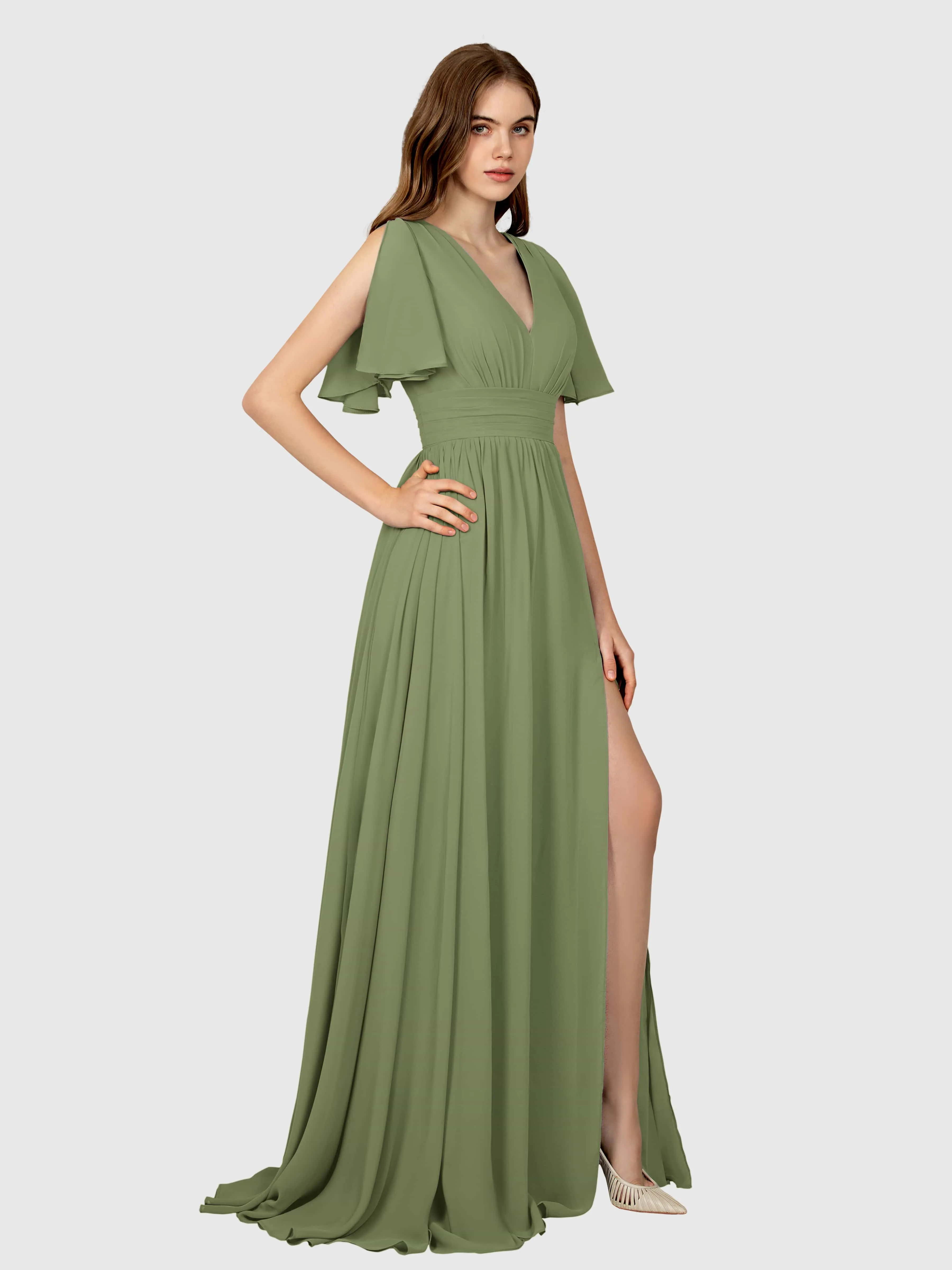 Eleanor Flowing A-Line Ruched Floor Length Bridesmaid Dresses