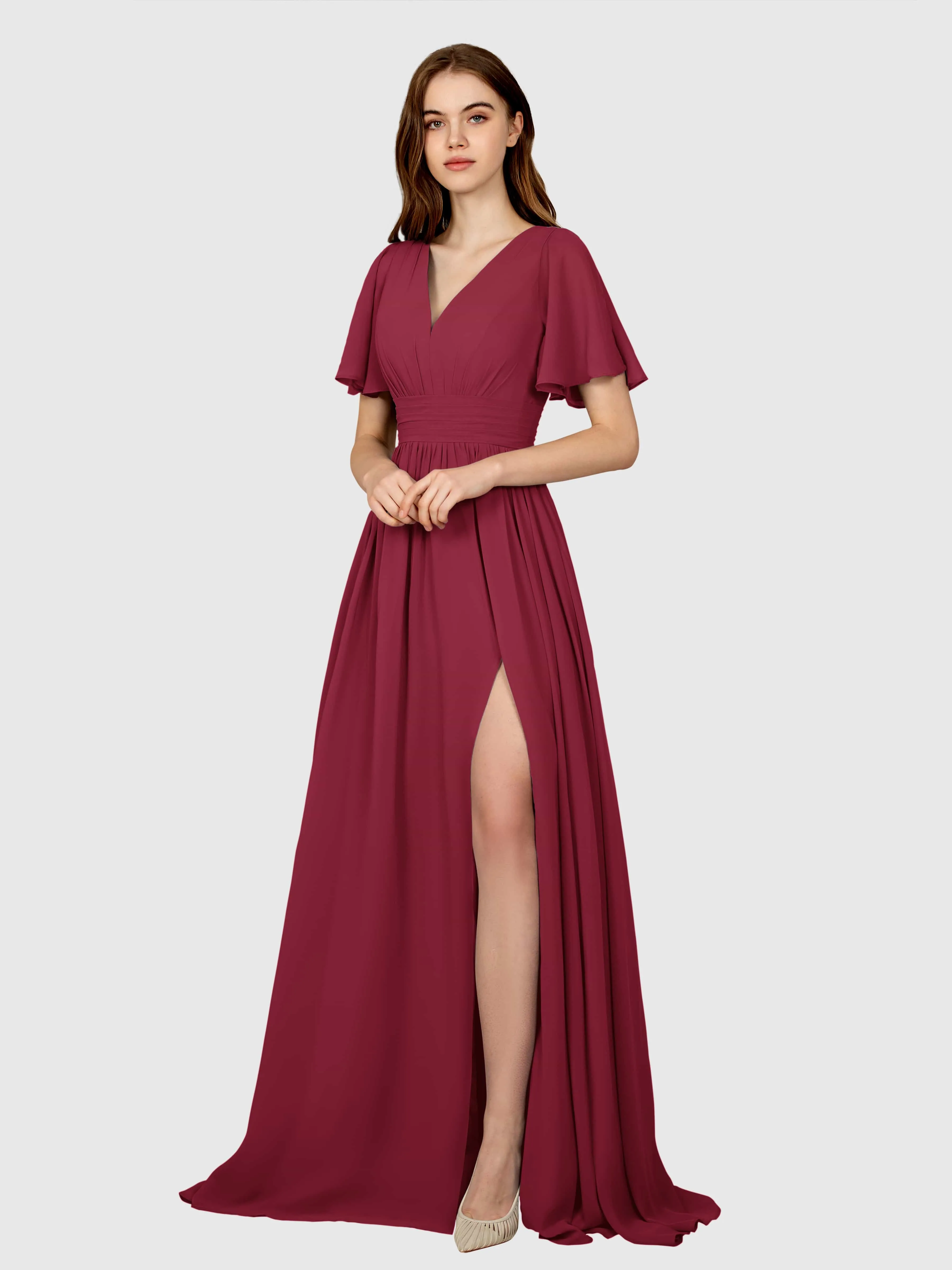 Eleanor Flowing A-Line Ruched Floor Length Bridesmaid Dresses