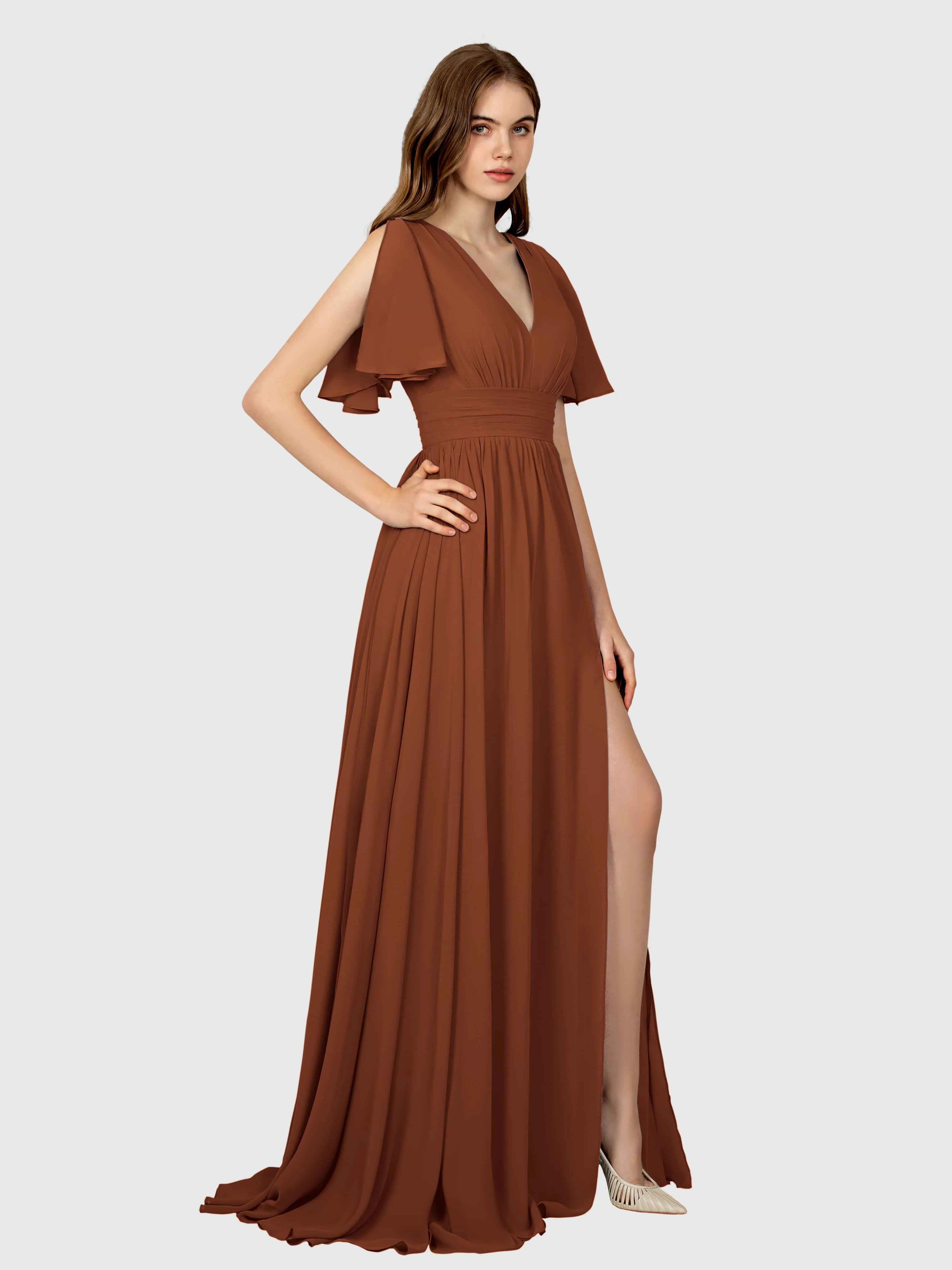 Eleanor Flowing A-Line Ruched Floor Length Bridesmaid Dresses