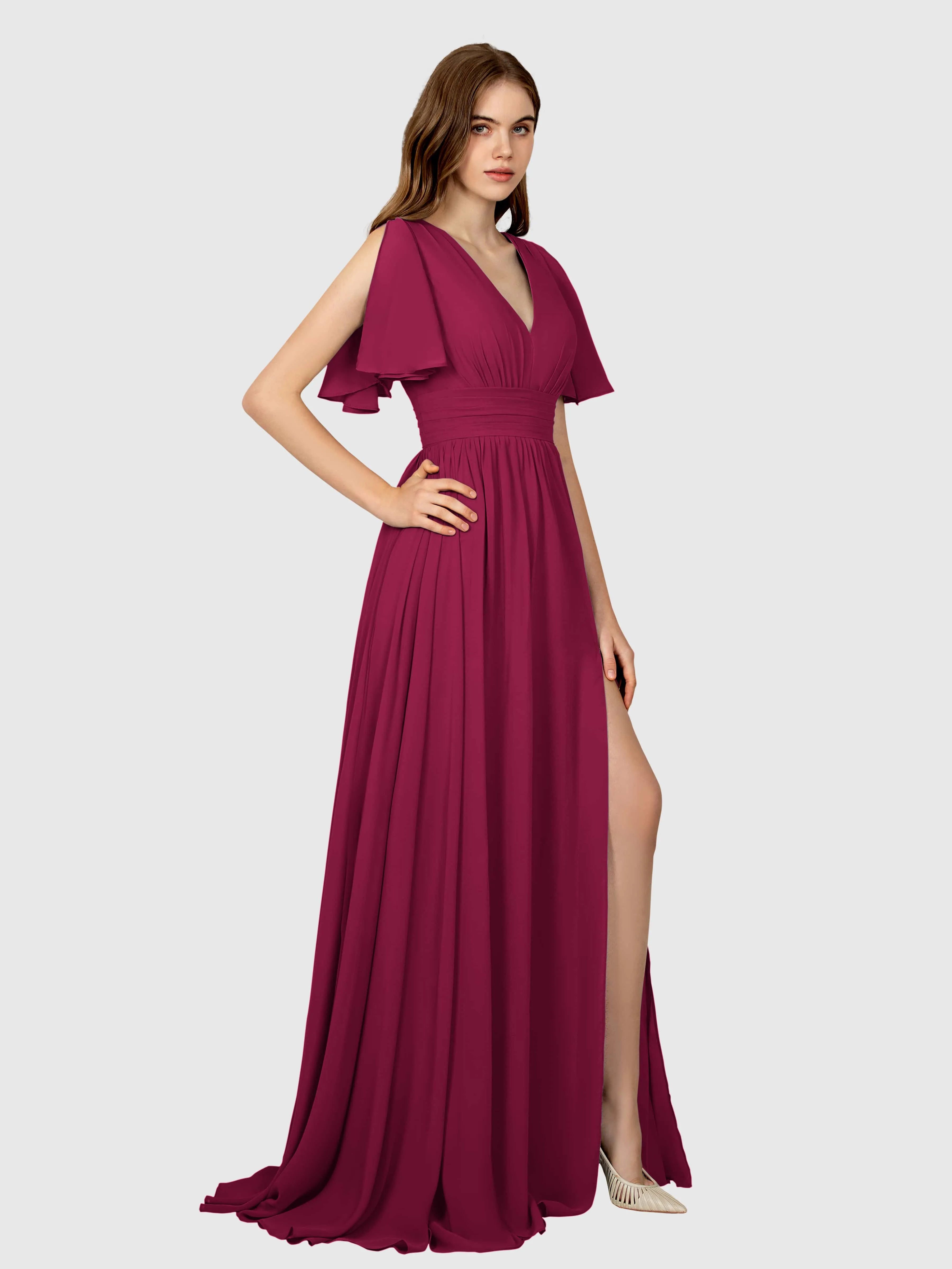 Eleanor Flowing A-Line Ruched Floor Length Bridesmaid Dresses