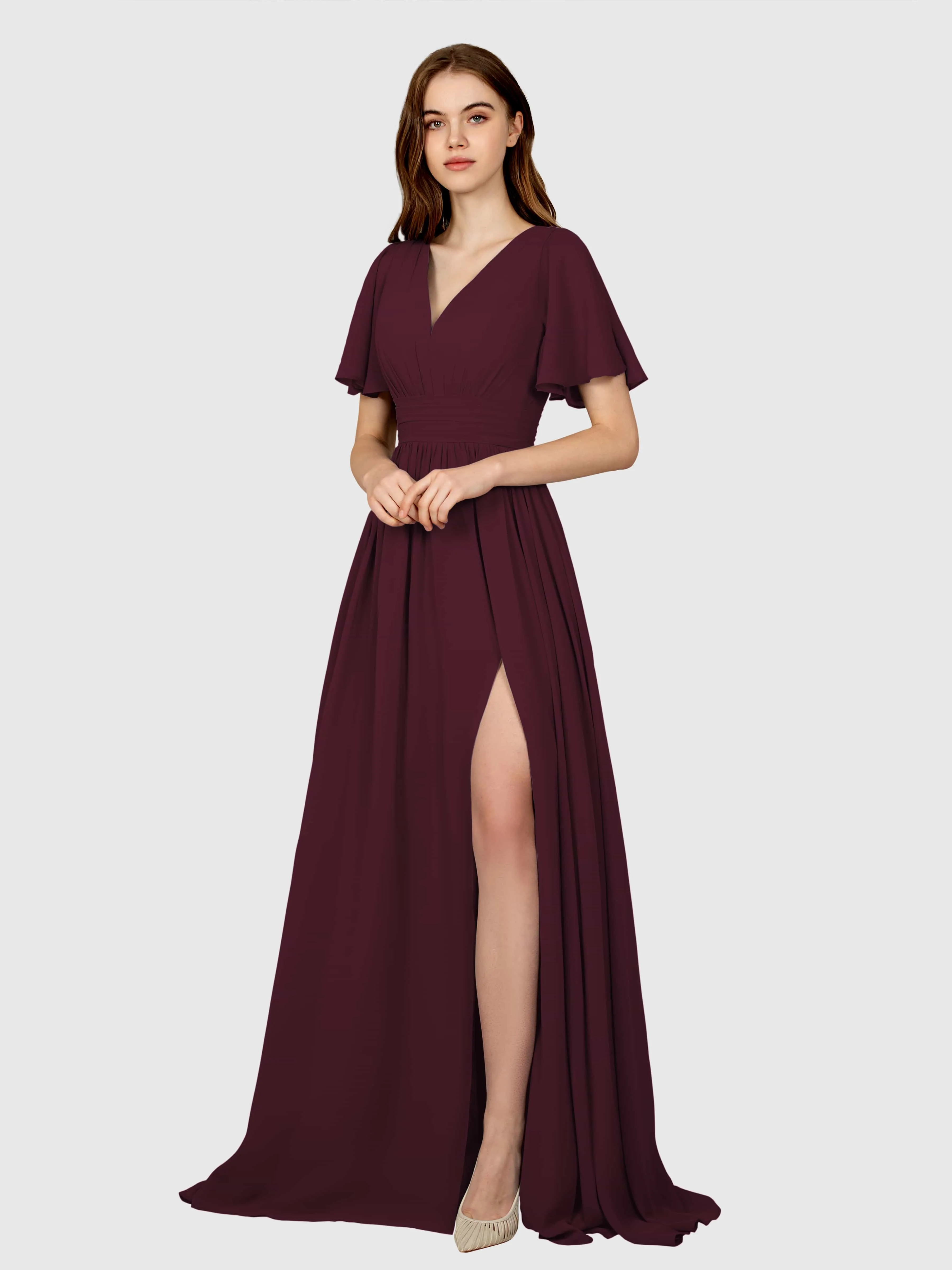 Eleanor Flowing A-Line Ruched Floor Length Bridesmaid Dresses