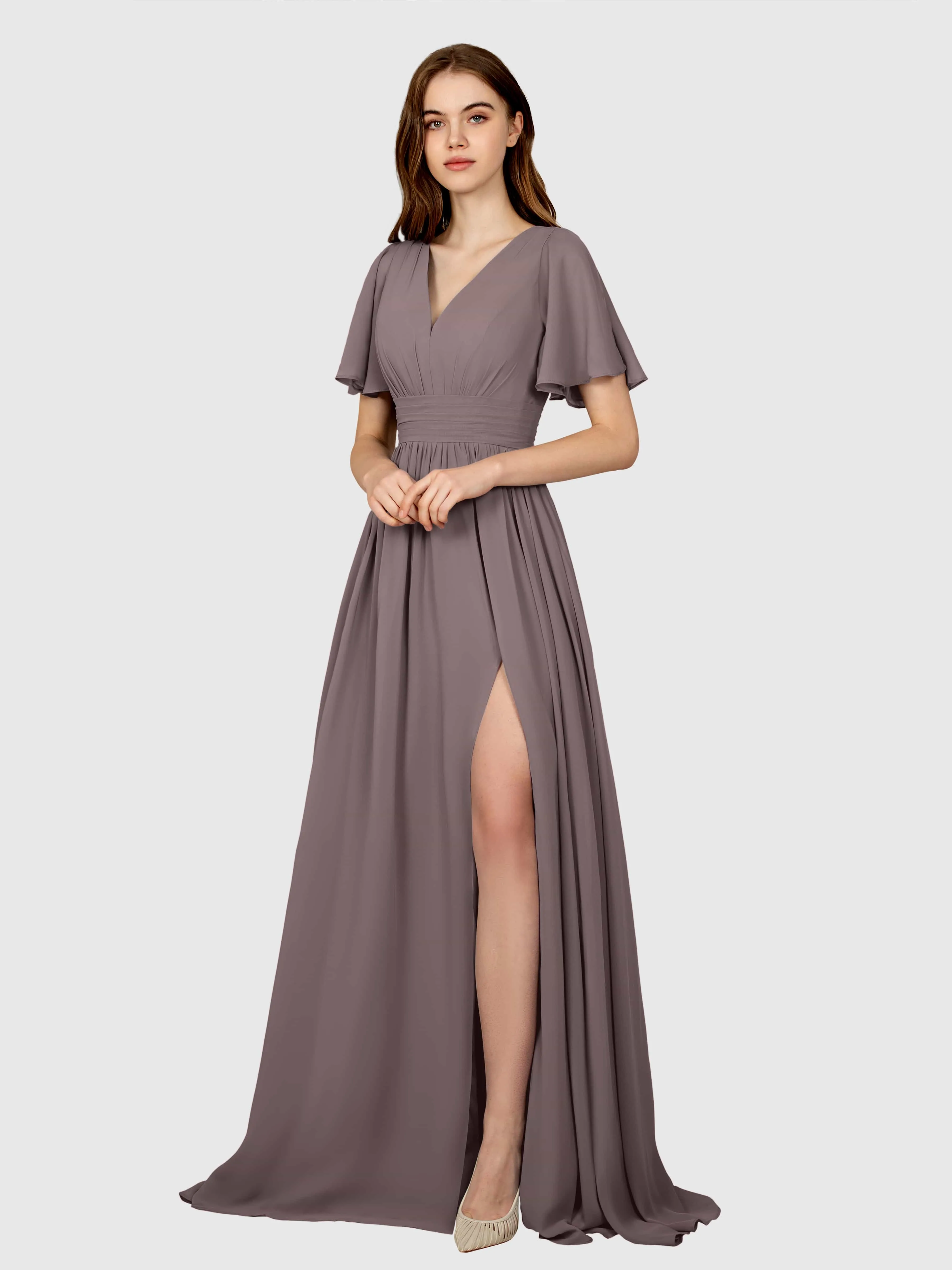 Eleanor Flowing A-Line Ruched Floor Length Bridesmaid Dresses